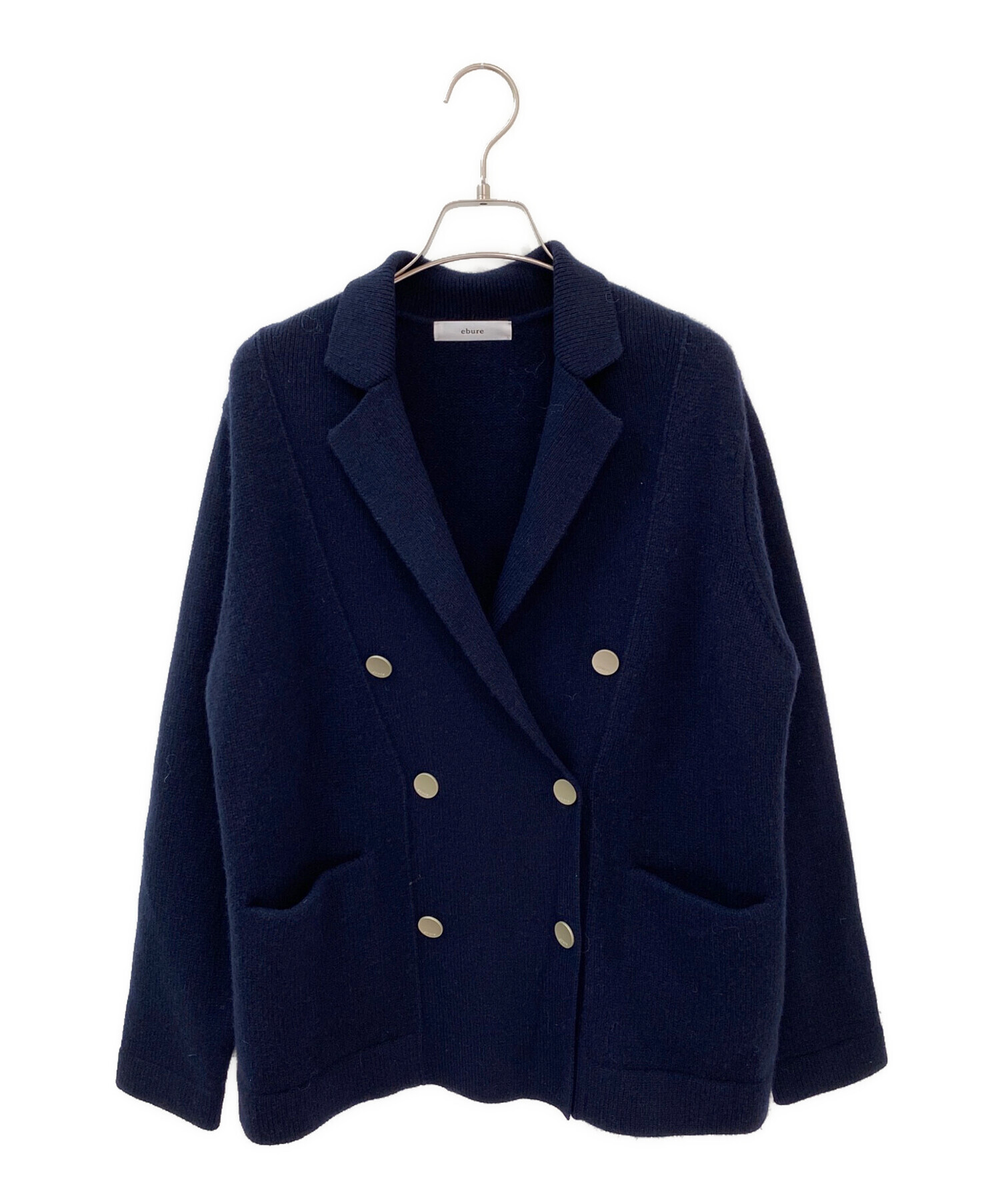 ebure エブール 紺 カシミヤ混ウールクルーネックセーター 38 中古・古着通販】ebure (エブール) ウールカシミア ニットジャケット