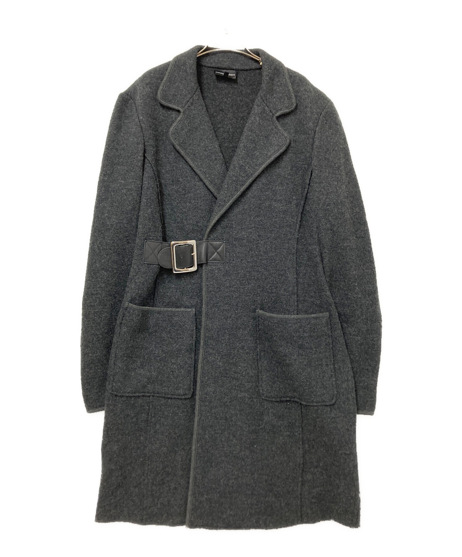 EMPORIO ARMANI レザーベルト付ウールコート L 中古・古着通販】EMPORIO ARMANI (エンポリオアルマーニ) レザー