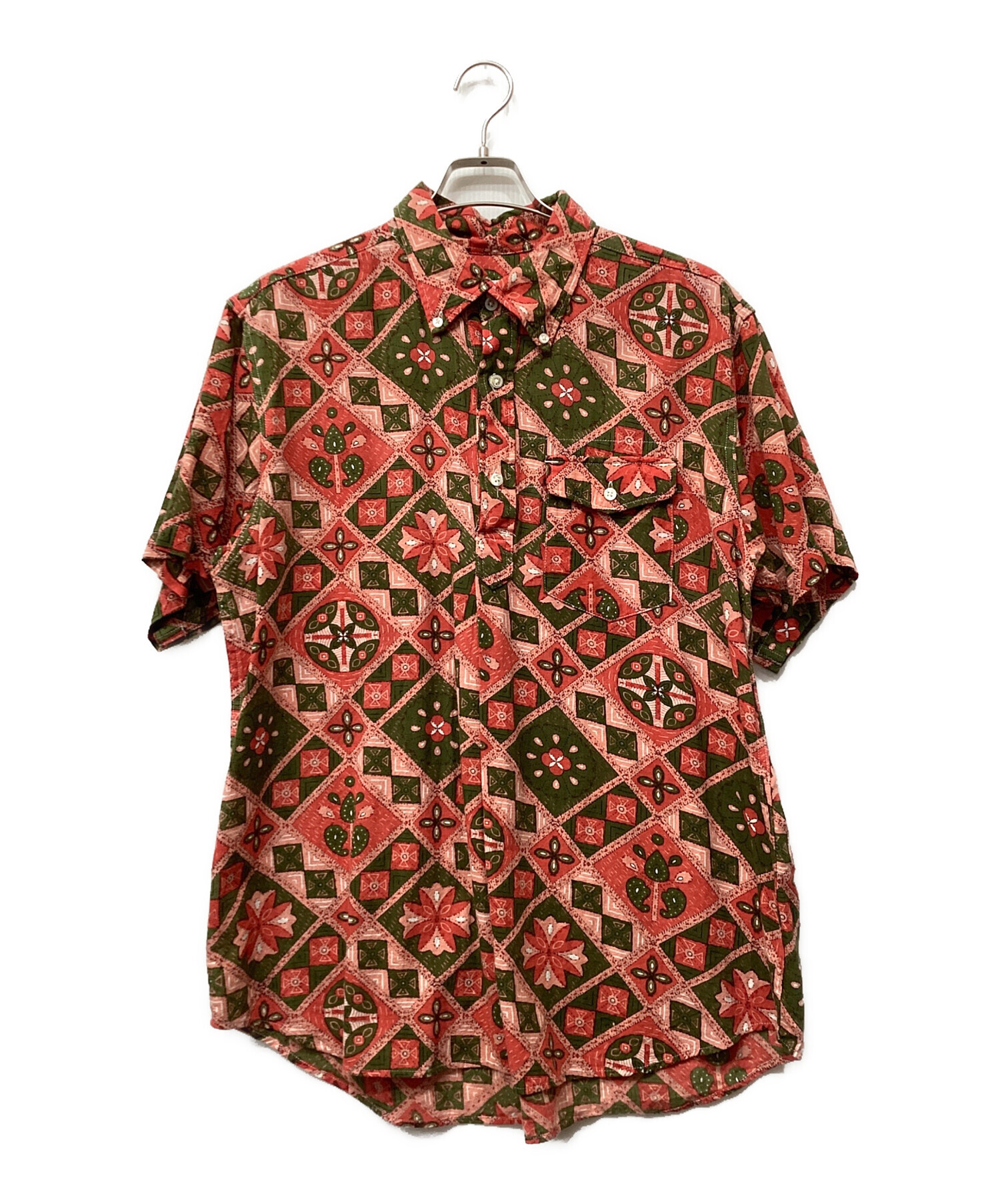 Engineered Garments エンジニアードガーメンツ アメリカ製 Popover BD Shirt - Cotton Plaid ポップオーバーボタンダウンシャツ S Olive 半袖 プルオーバー チェック トップス【中古】【Engineered Garments】 Engineered Garments (エンジニアードガーメンツ) 