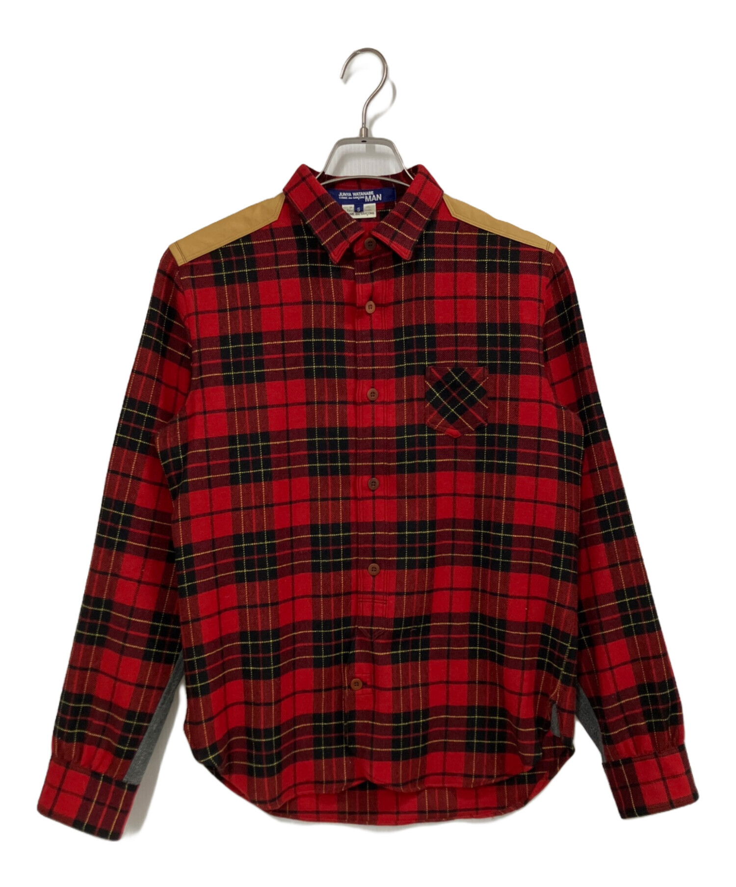 JUNYA WATANABE カジュアルシャツ S 赤x緑x黄等(チェック) 【古着】【中古】 JUNYA WATANABE カジュアルシャツ S 赤x緑x黄等(チェック) 【古着