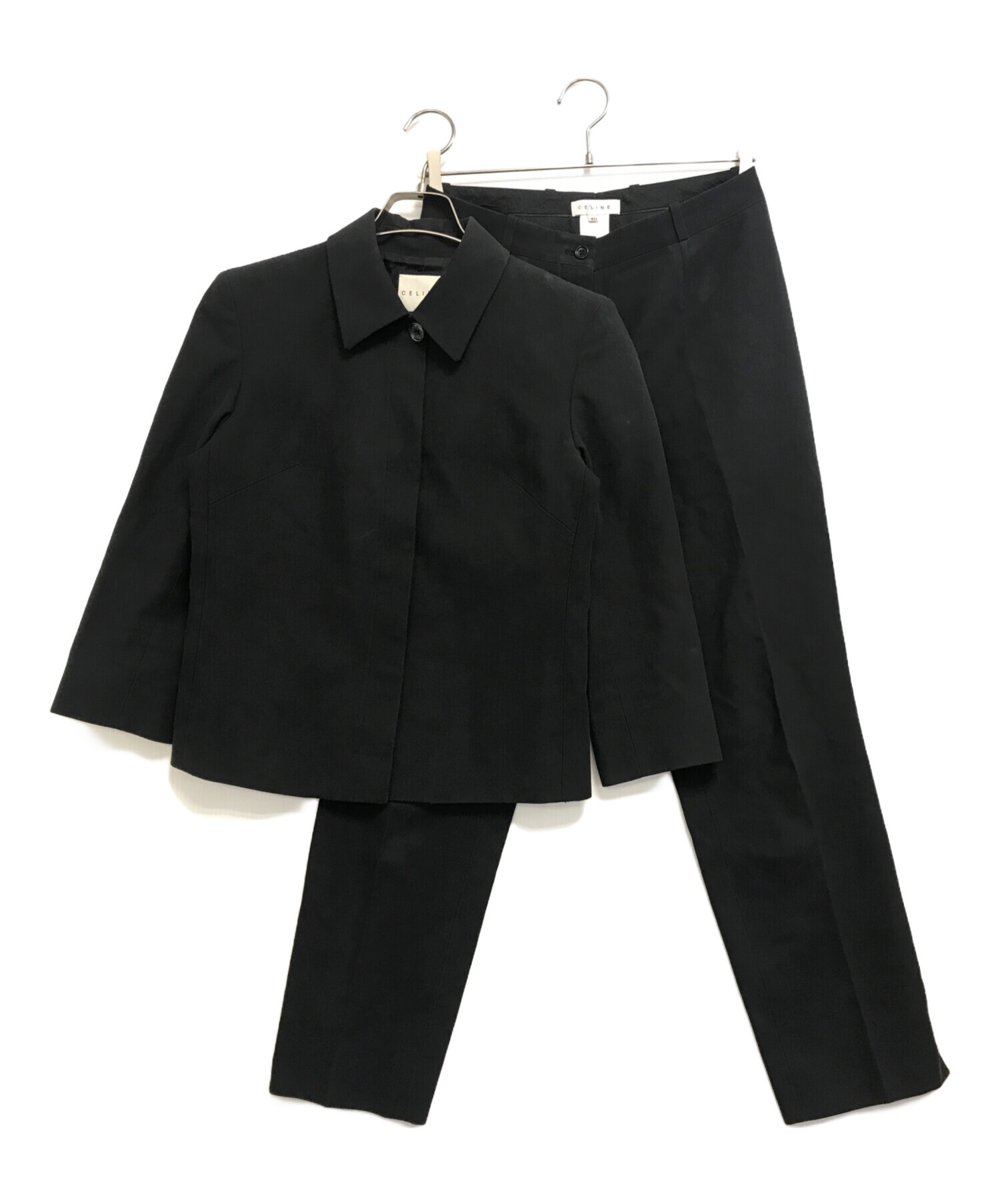 celine セリーヌ　ジャケット　スーツ　セットアップ　黒　フィービー　36 中古・古着通販】CELINE (セリーヌ) セットアップスーツ ブラック