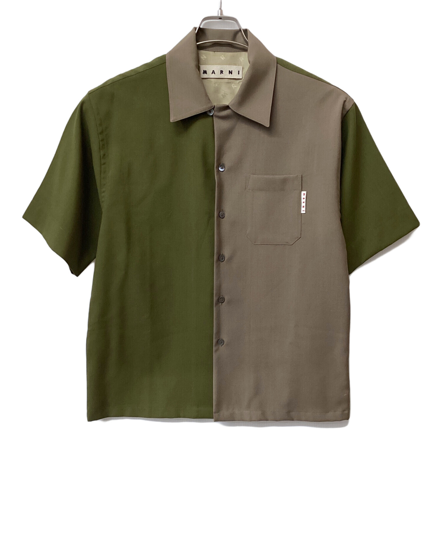 MARNI ネイビーオレンジ 半袖シャツ ボーリングシャツ MARNI ネイビー