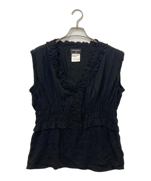 【未使用級】CHANEL シャネル ノースリーブトップス 中古・古着通販】CHANEL (シャネル) フリルノースリーブブラウス