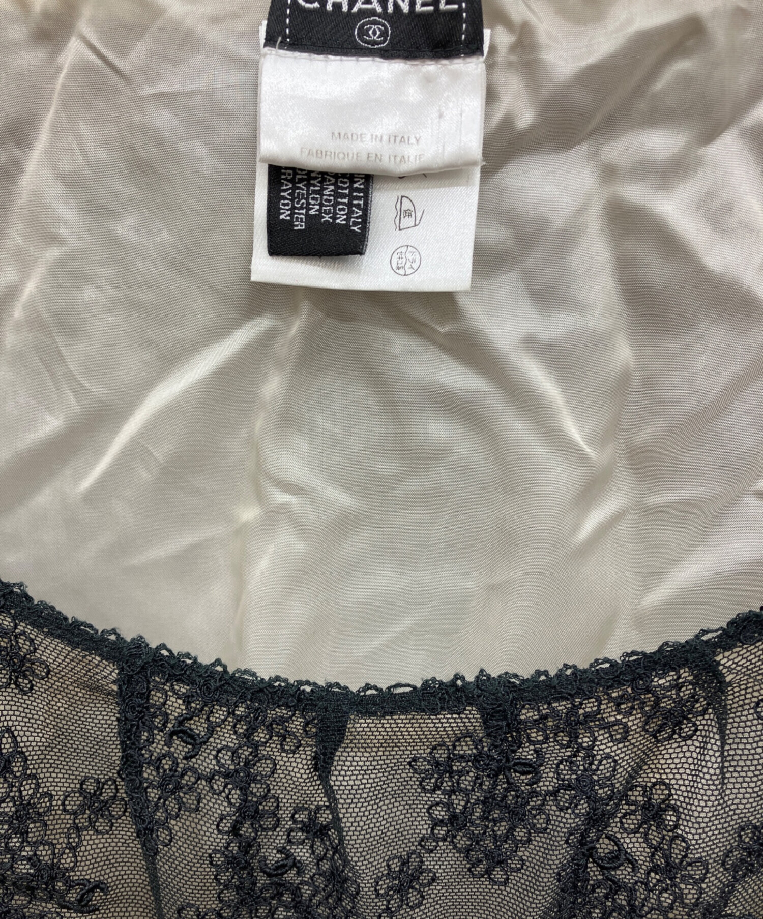 中古・古着通販】CHANEL (シャネル) レースノースリーブブラウス