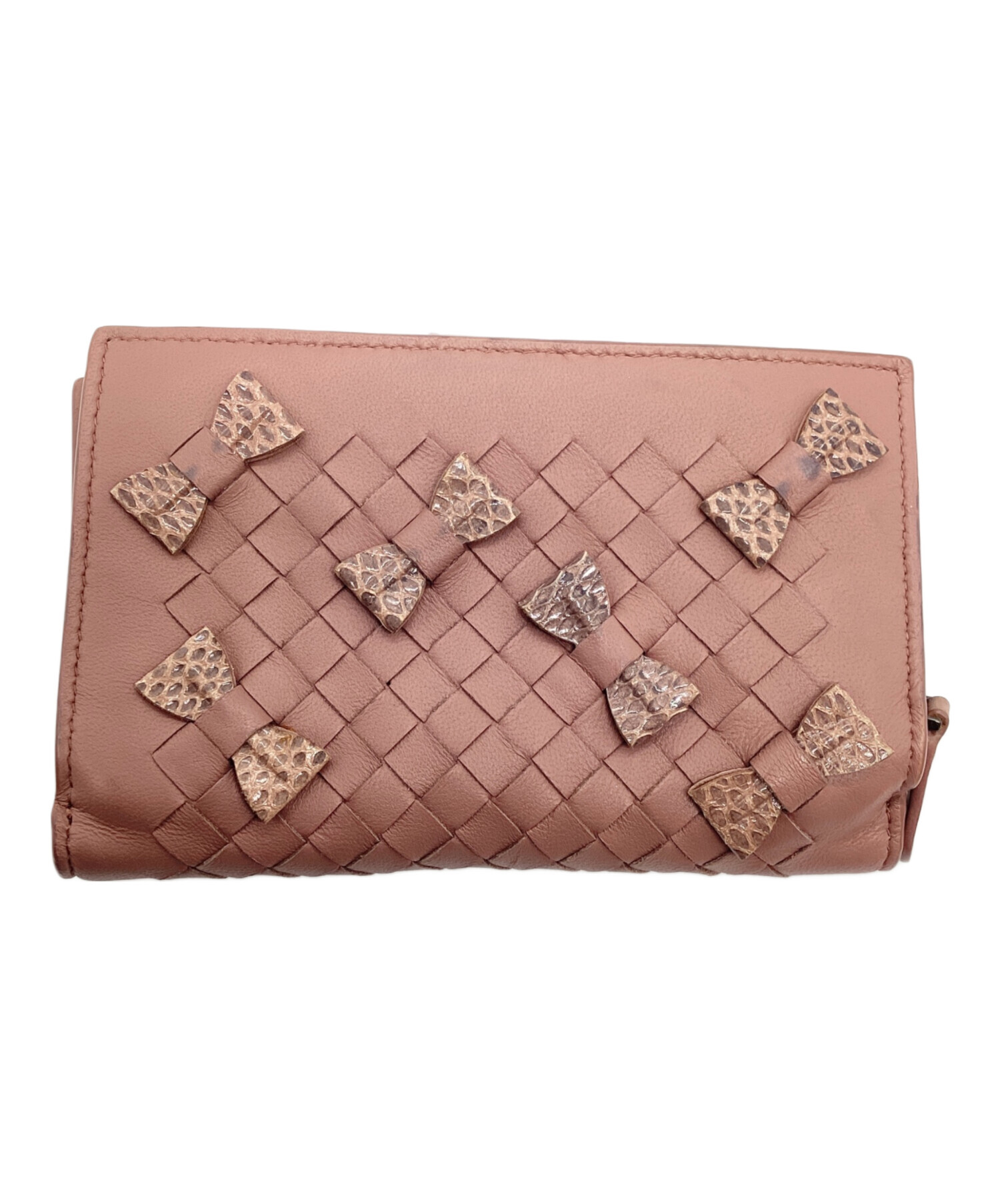 中古・古着通販】BOTTEGA VENETA (ボッテガベネタ) 2つ折り財布 ピンク 