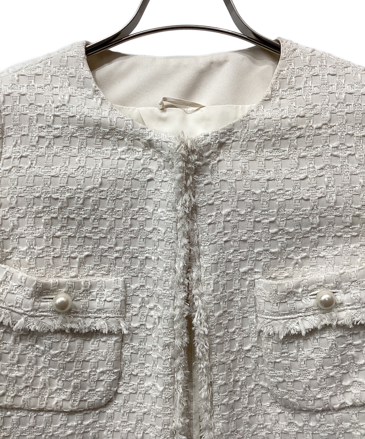 中古・古着通販】ANAYI (アナイ) チェックツィードジャケット ホワイト