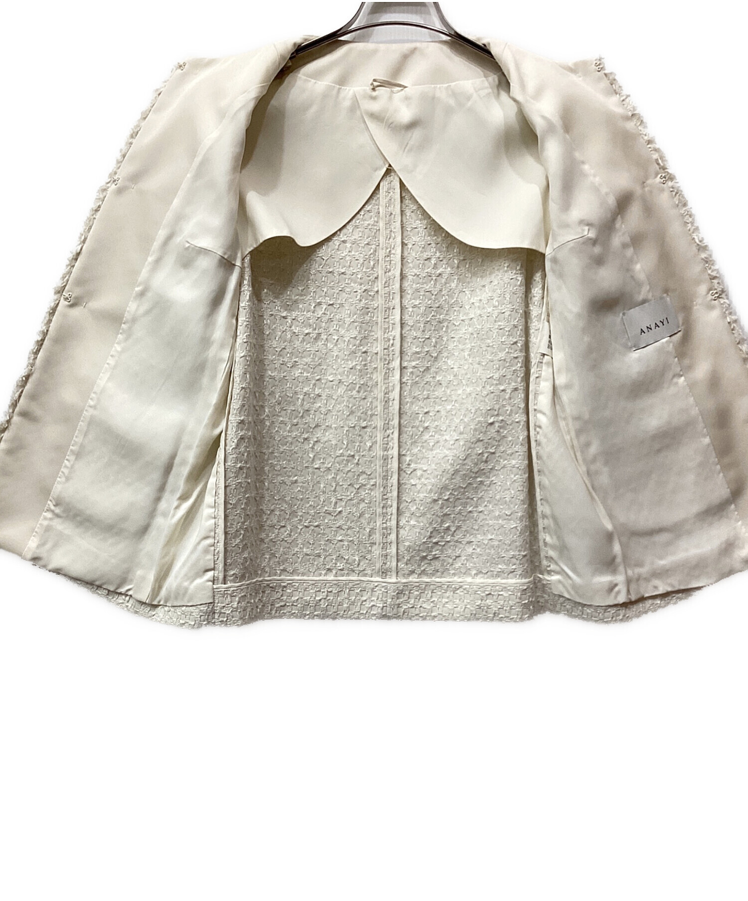 中古・古着通販】ANAYI (アナイ) チェックツィードジャケット ホワイト