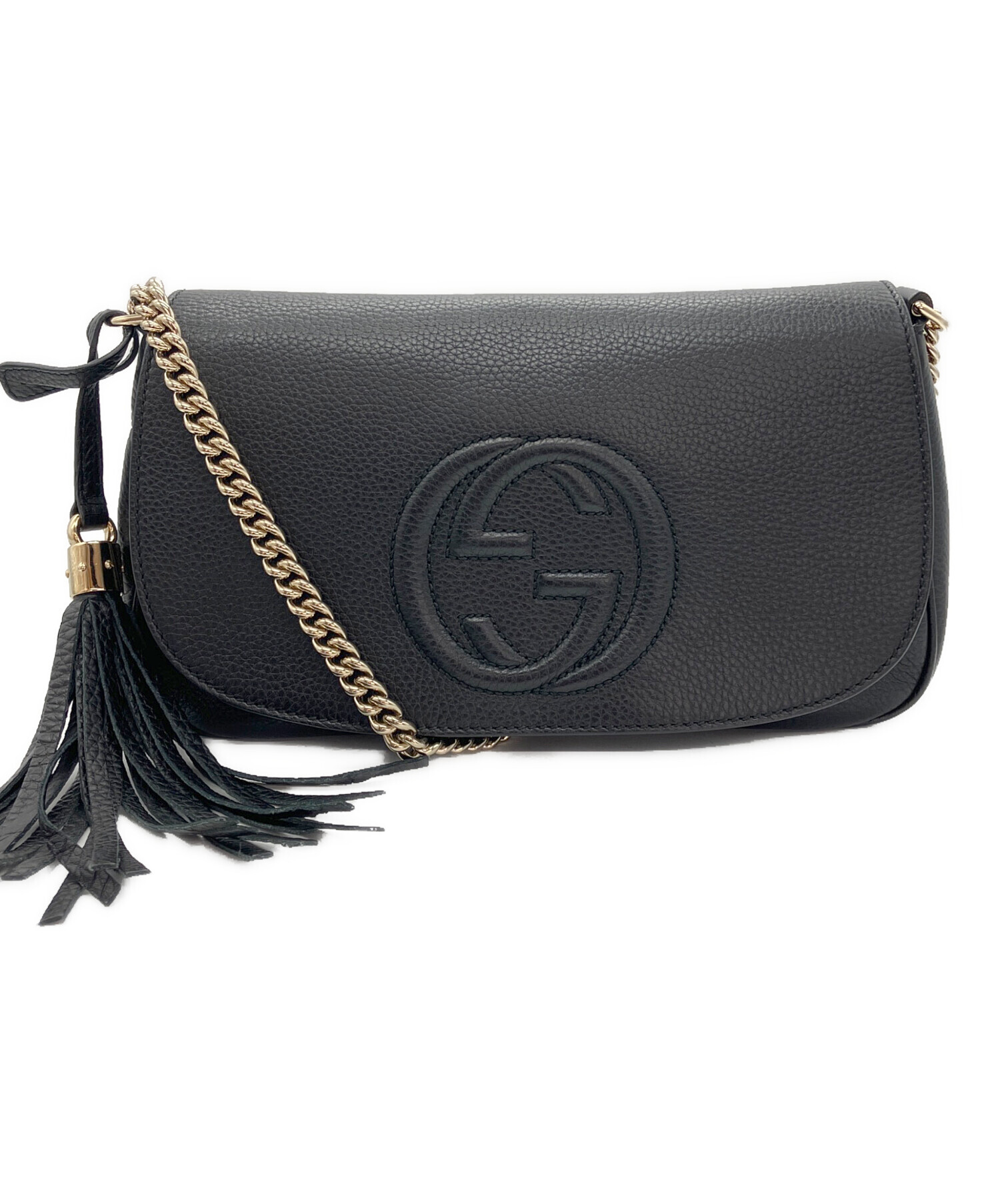 中古・古着通販】GUCCI (グッチ) チェーンショルダーバッグ ブラック