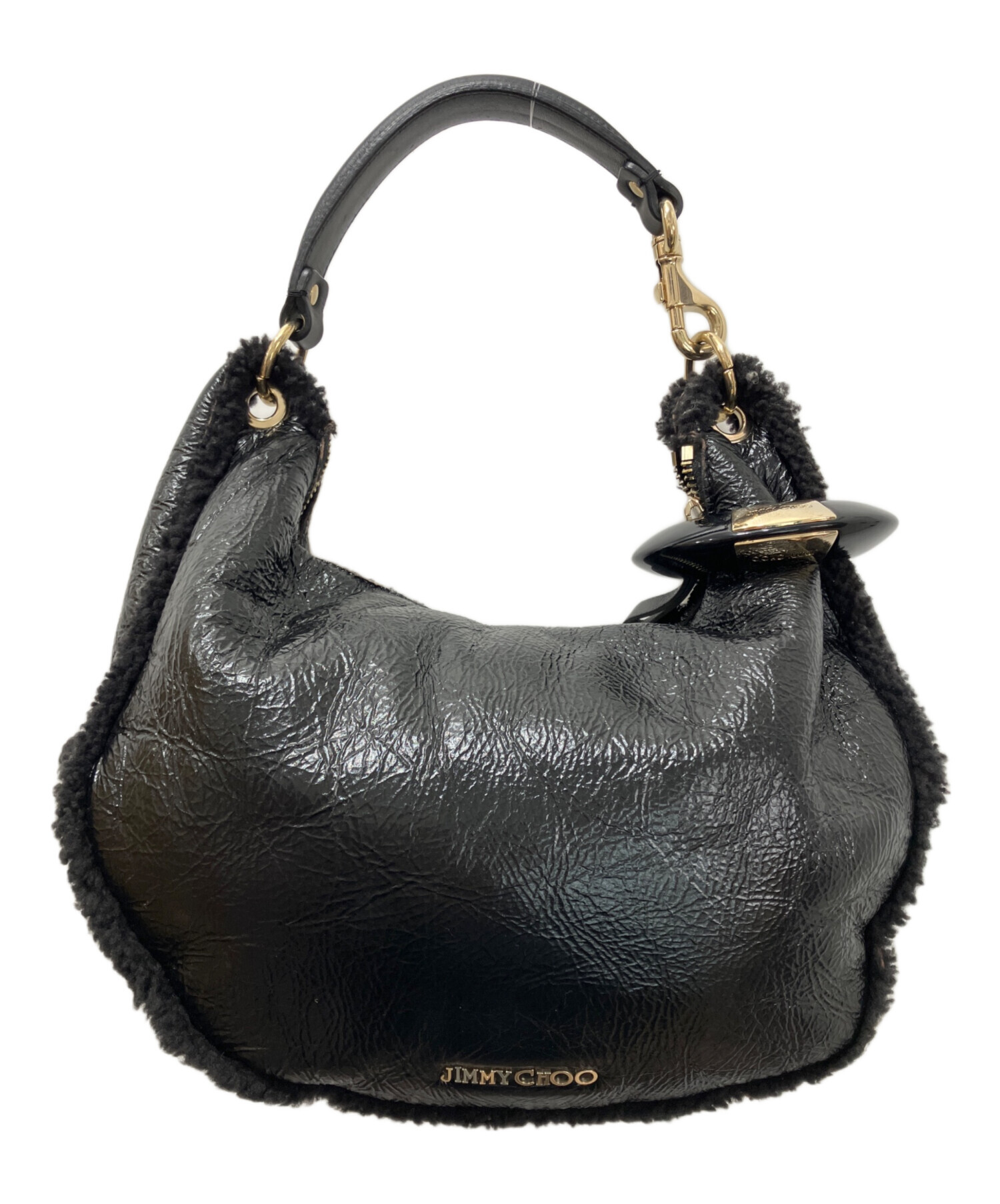 中古・古着通販】JIMMY CHOO (ジミーチュウ) ムートンバッグ ブラック