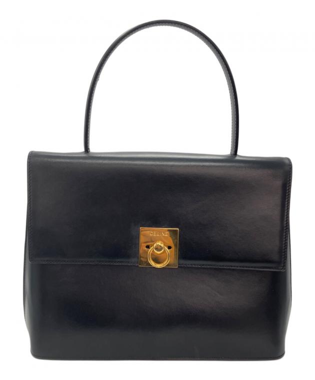 中古・古着通販】CELINE (セリーヌ) レザーハンドバッグ ブラック