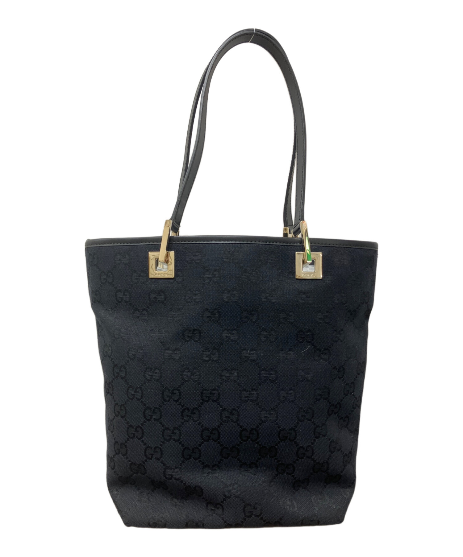 GUCCI ブラック ハンドバッグ キャンバス 中古・古着通販】GUCCI (グッチ) キャンバスハンドバッグ ブラック