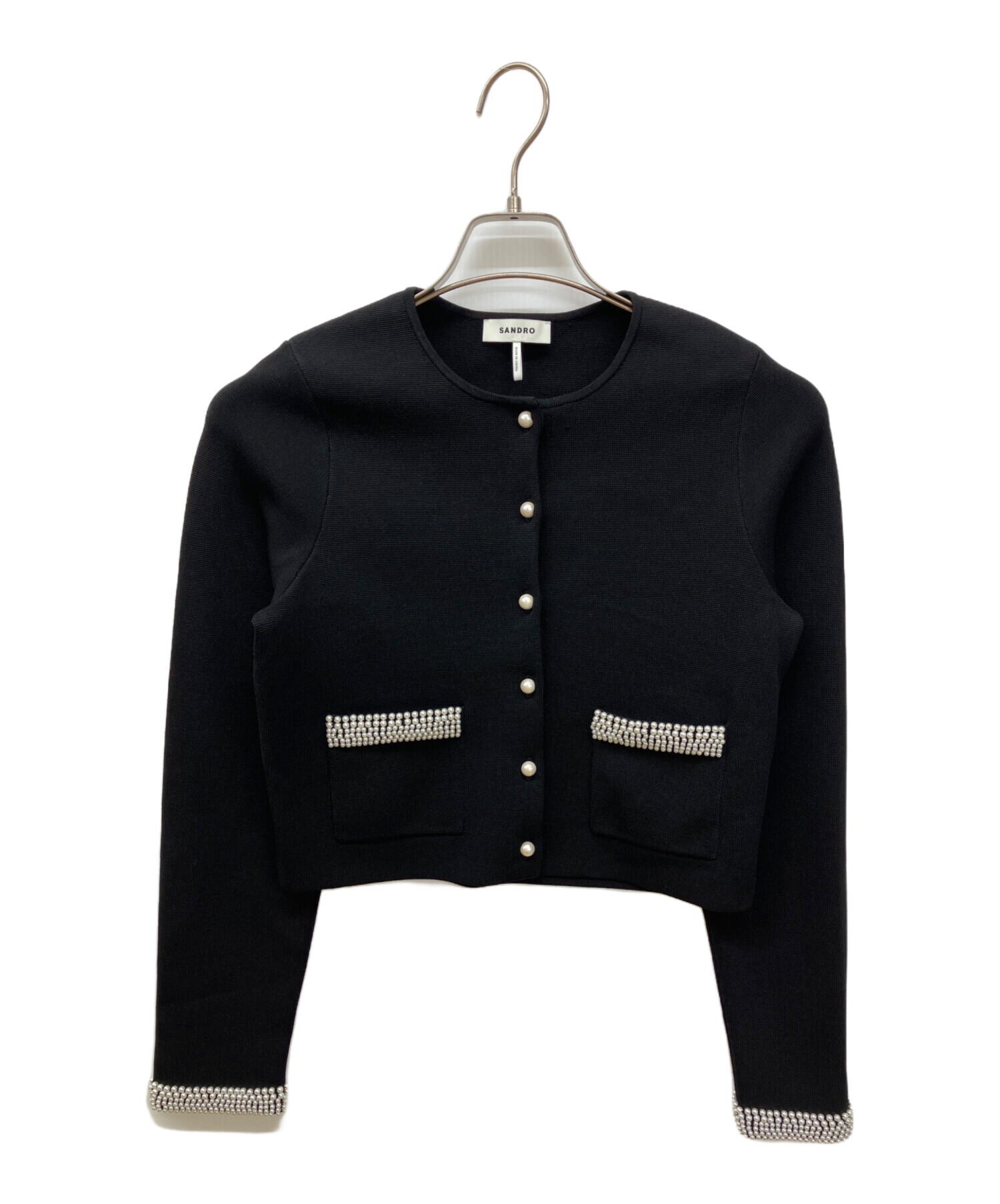 中古・古着通販】Sandro (サンドロ) Bead-Trim Cardigan ブラック
