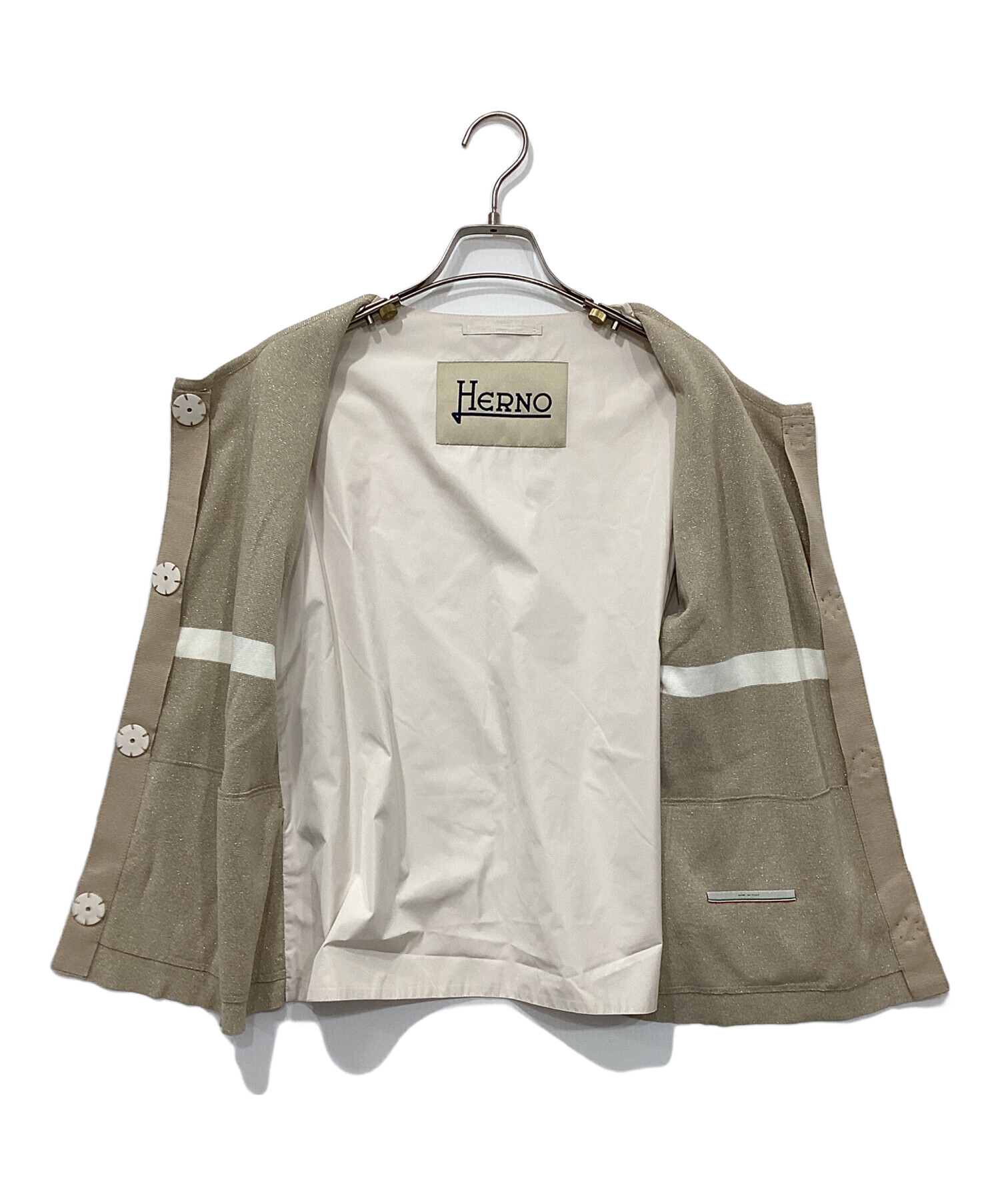 中古・古着通販】HERNO (ヘルノ) ナイロン切替ラメニットノーカラー