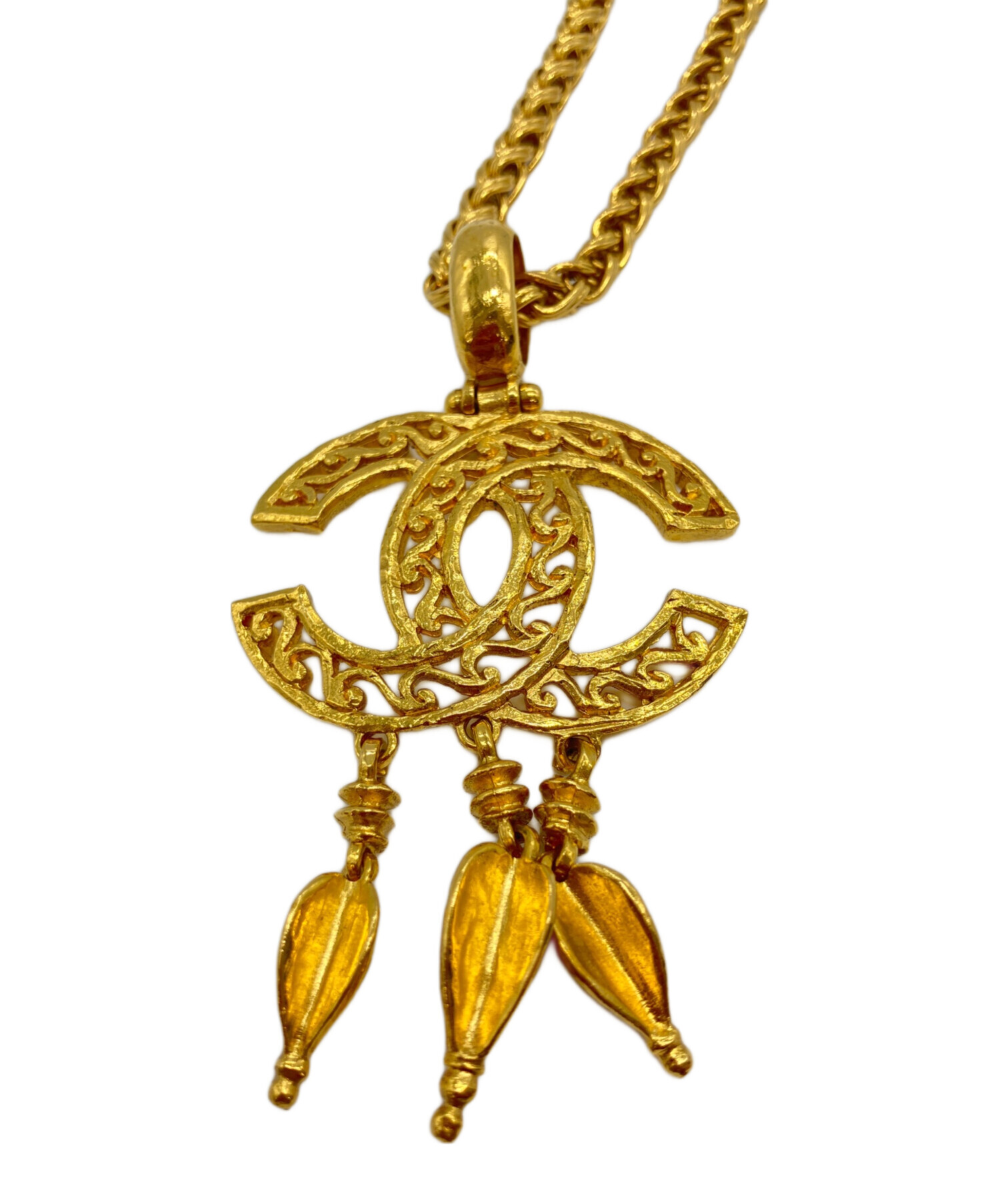 中古　美品　シャネル　CHANEL　ゴールド　ロゴ　ペンダント　ネックレス 中古・古着通販】CHANEL (シャネル) CCペンダント付き ココマーク