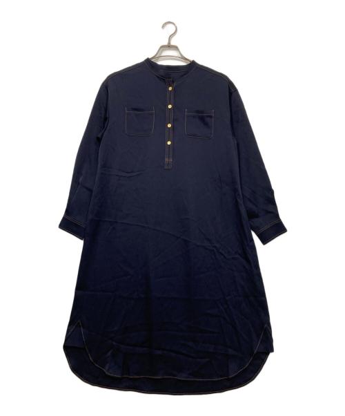 PINORE ロングブラウス 【新品タグ付き】 中古・古着通販】PINORE (ピノーレ) ロングシャツワンピース ネイビー