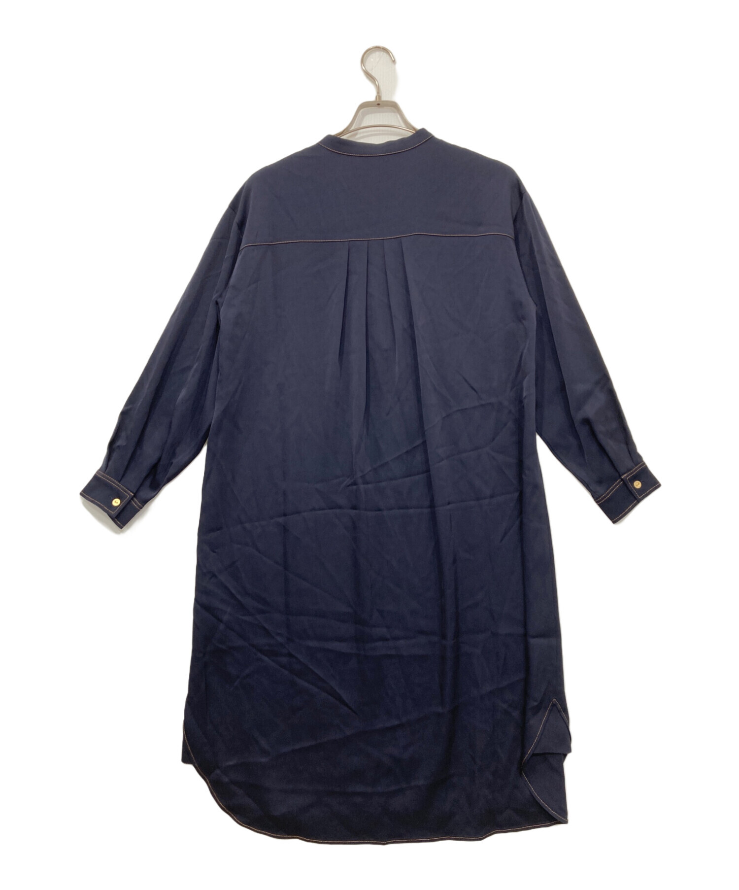 中古・古着通販】PINORE (ピノーレ) ロングシャツワンピース ネイビー 