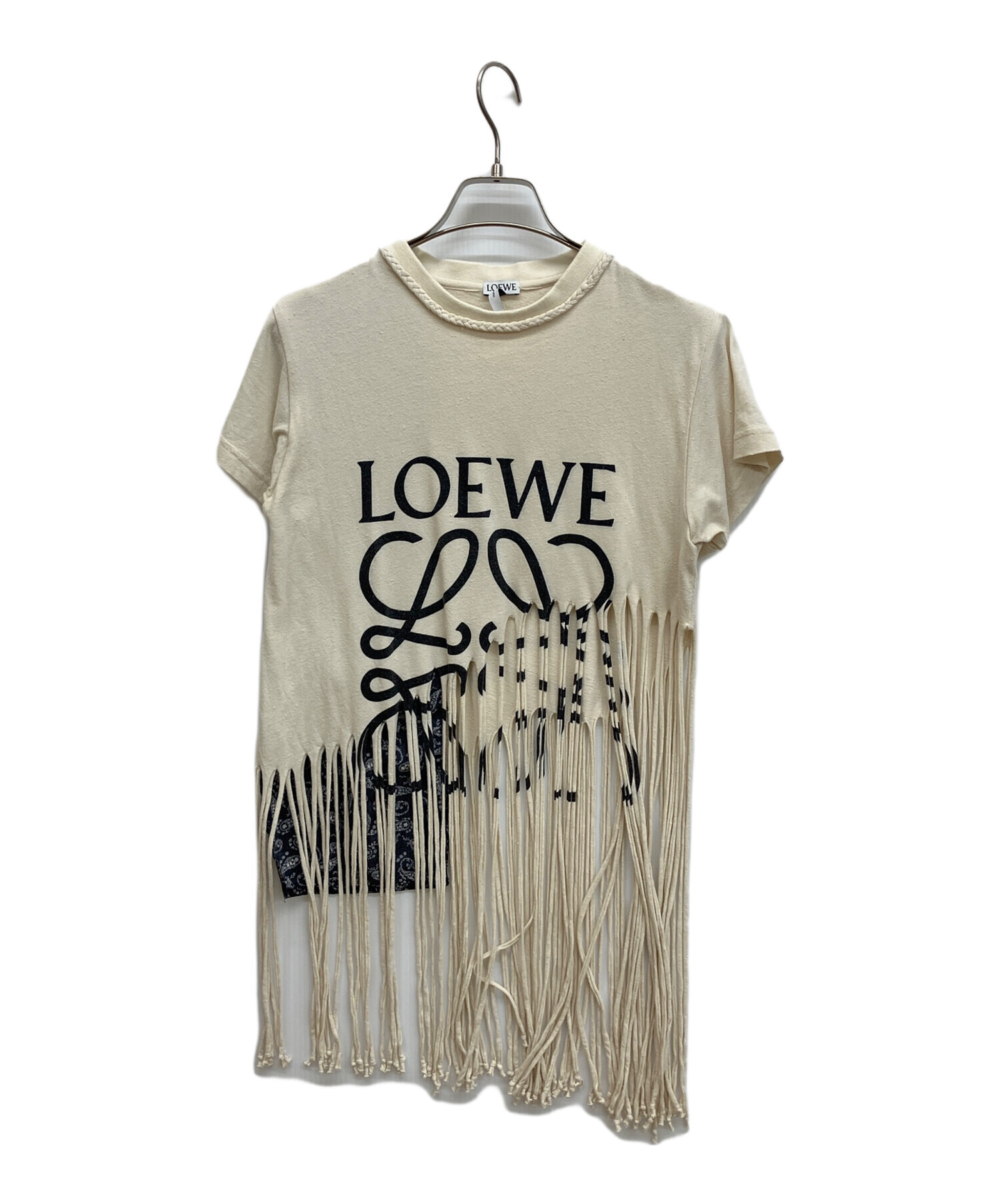 中古・古着通販】LOEWE (ロエベ) ロゴフリンジカットソー アイボリー 