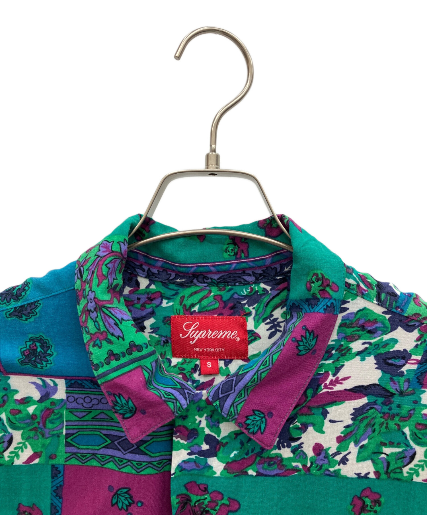 Supreme  Paisley Grid Shirt  グリーン 緑 中古・古着通販】SUPREME (シュプリーム) Paisley rayon shirt