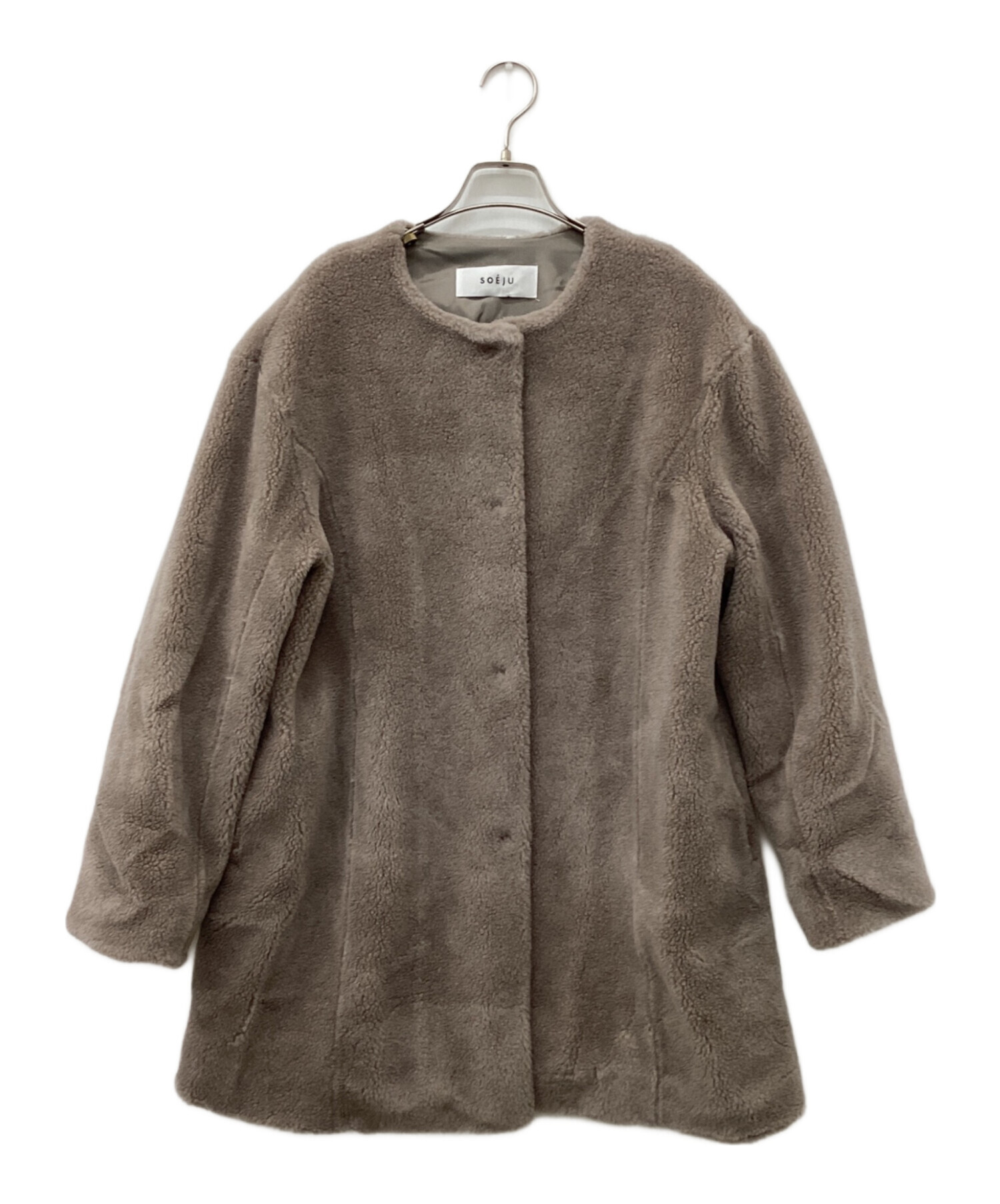 SSP ジョシュア 中古・古着通販】SOEJU (ソージュ) ノーカラーボアコート ブラウン