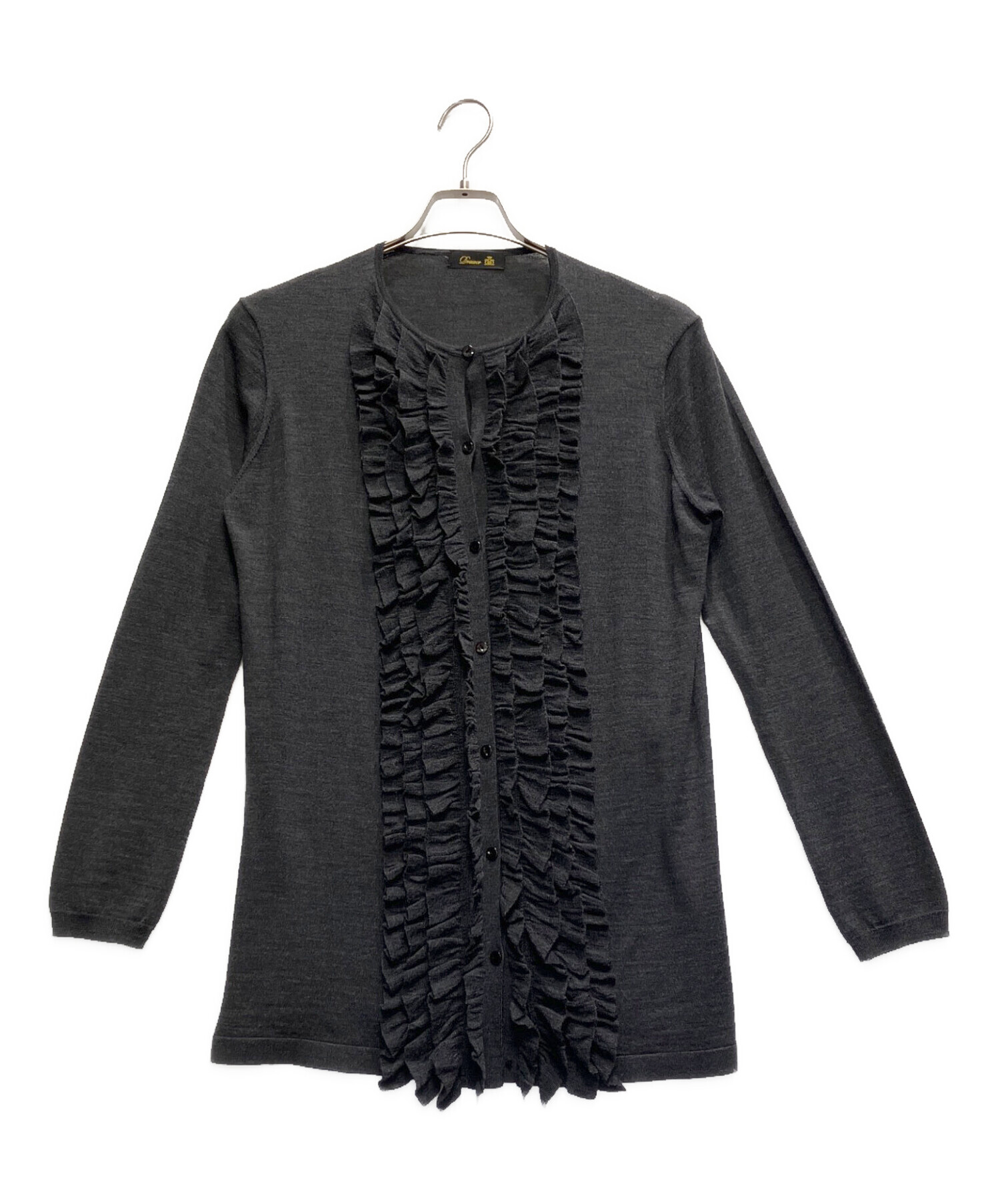 中古・古着通販】DRAWER (ドゥロワー) フリルクルーネックカーディガン