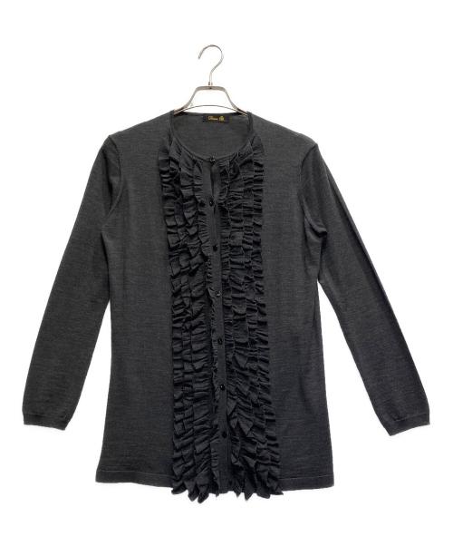 Drawer ドゥロワー フリルカーディガン ロングカーディガン ニット グレー Drawer ドゥロワー フリルカーディガン ロングカーディガン ニット グレー