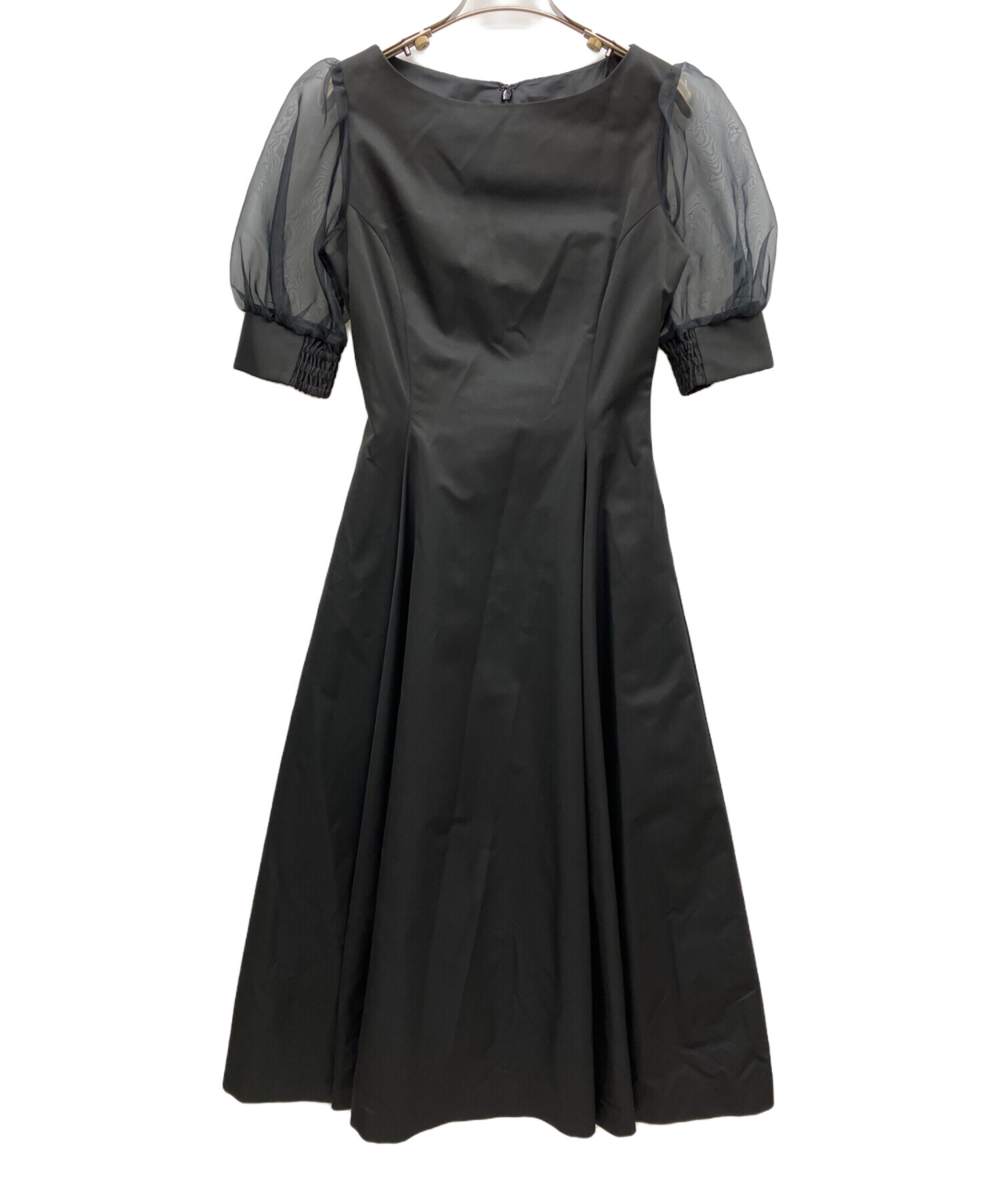 中古・古着通販】Ameri (アメリ) SHEER PUFF SLEEVE DRESS ブラック