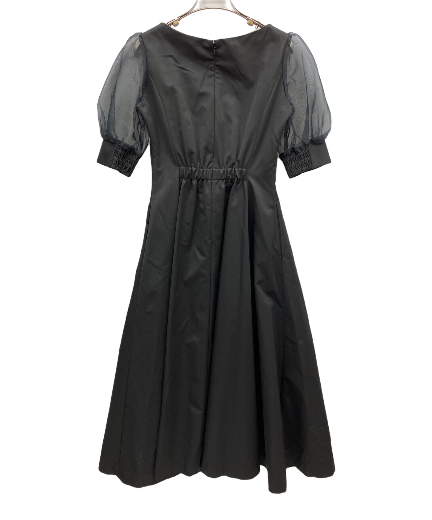 中古・古着通販】Ameri (アメリ) SHEER PUFF SLEEVE DRESS ブラック