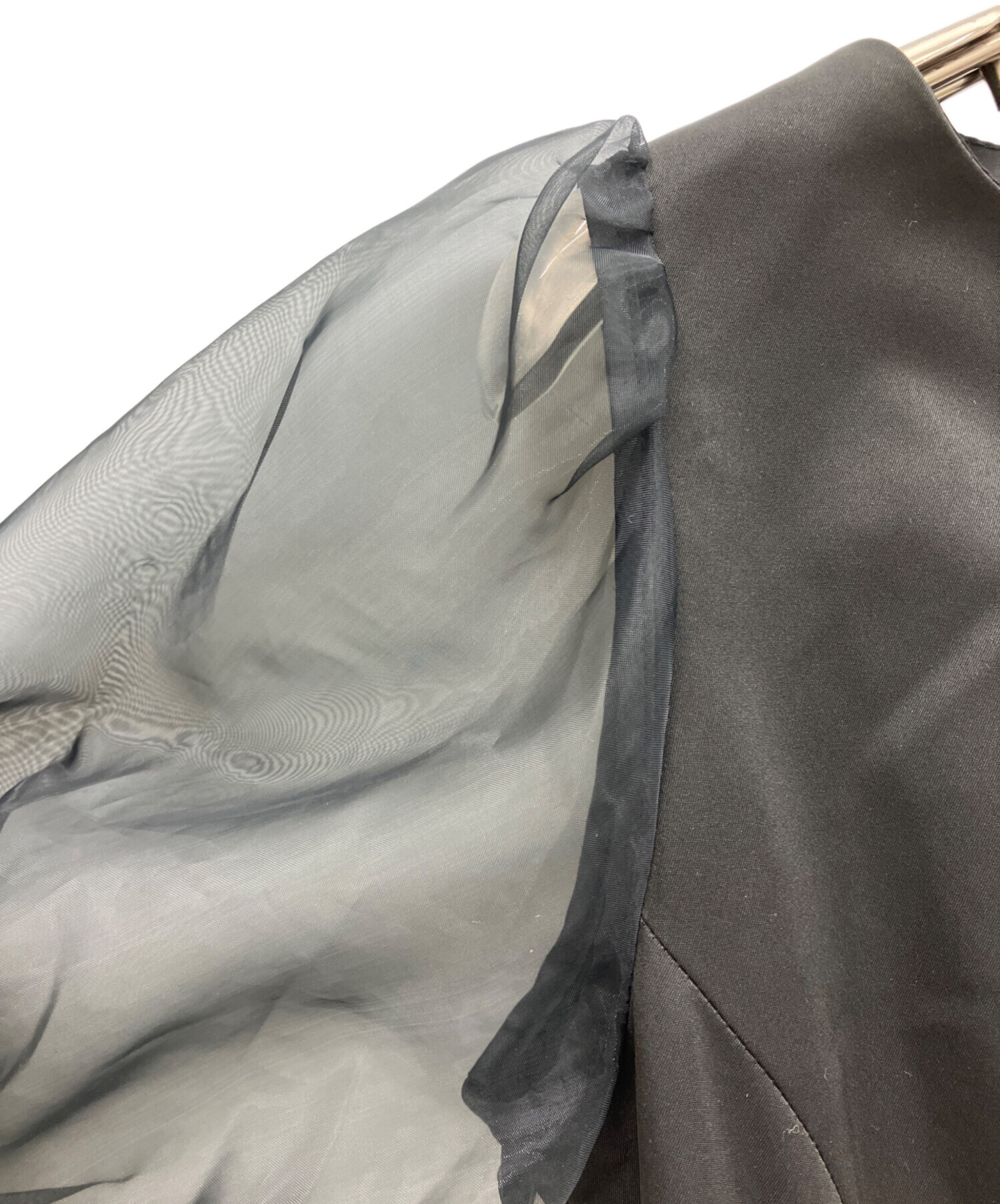 中古・古着通販】Ameri (アメリ) SHEER PUFF SLEEVE DRESS ブラック