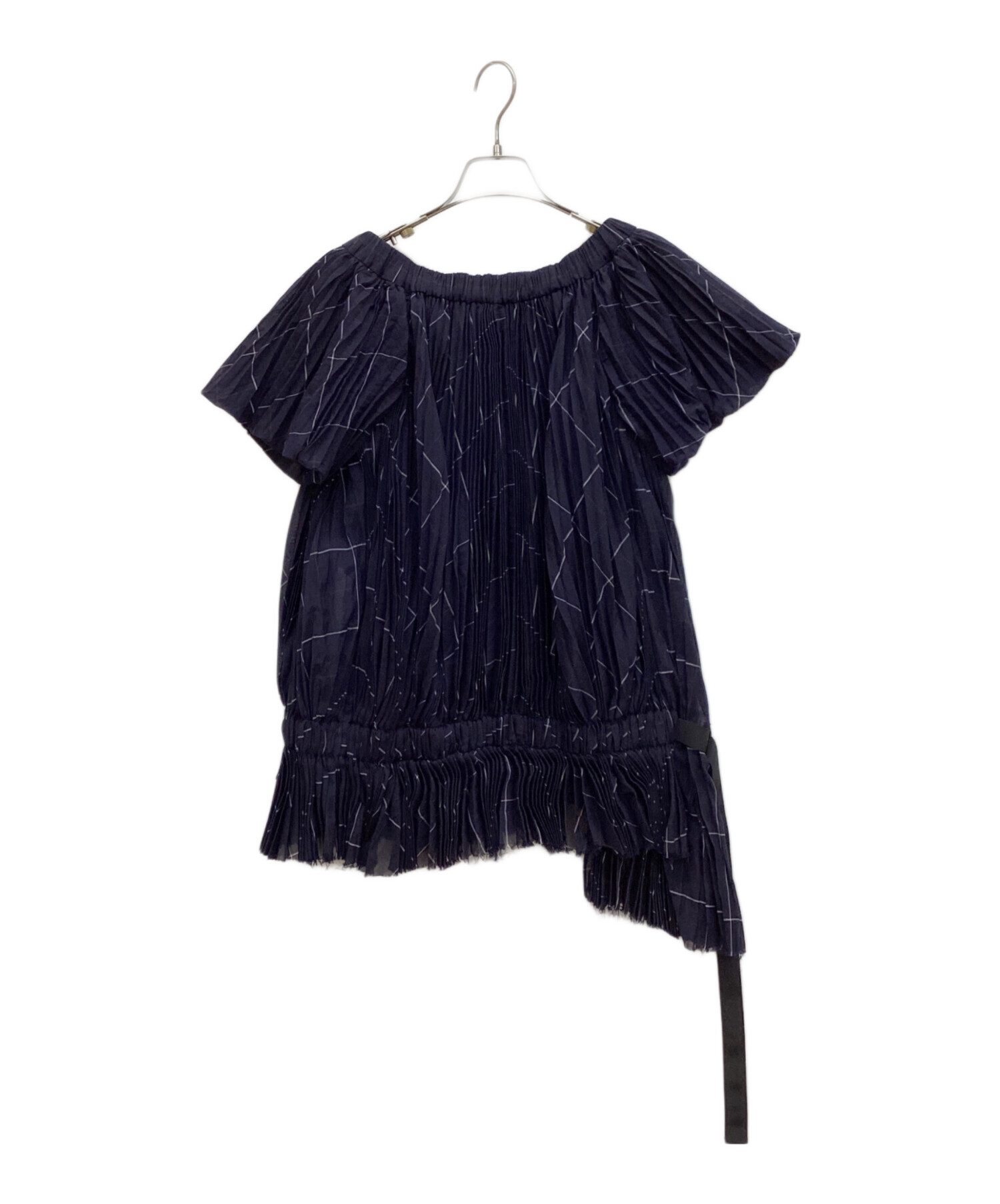 中古・古着通販】sacai (サカイ) プリーツブラウス ネイビー サイズ:1