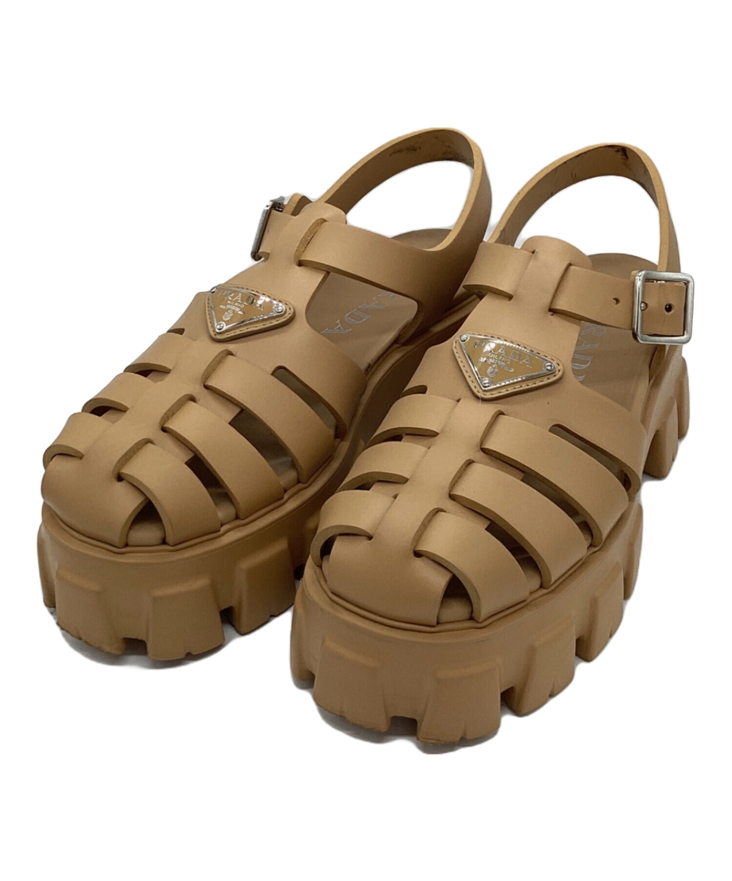 中古・古着通販】PRADA (プラダ) モノリス ラバー サンダル ブラウン
