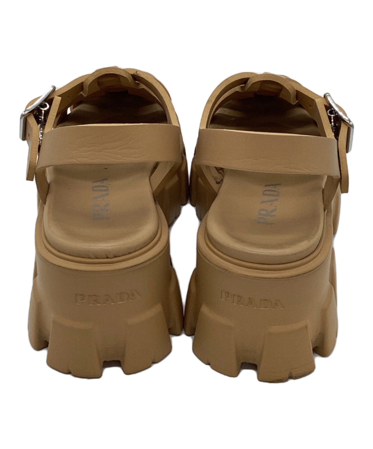 中古・古着通販】PRADA (プラダ) モノリス ラバー サンダル ブラウン