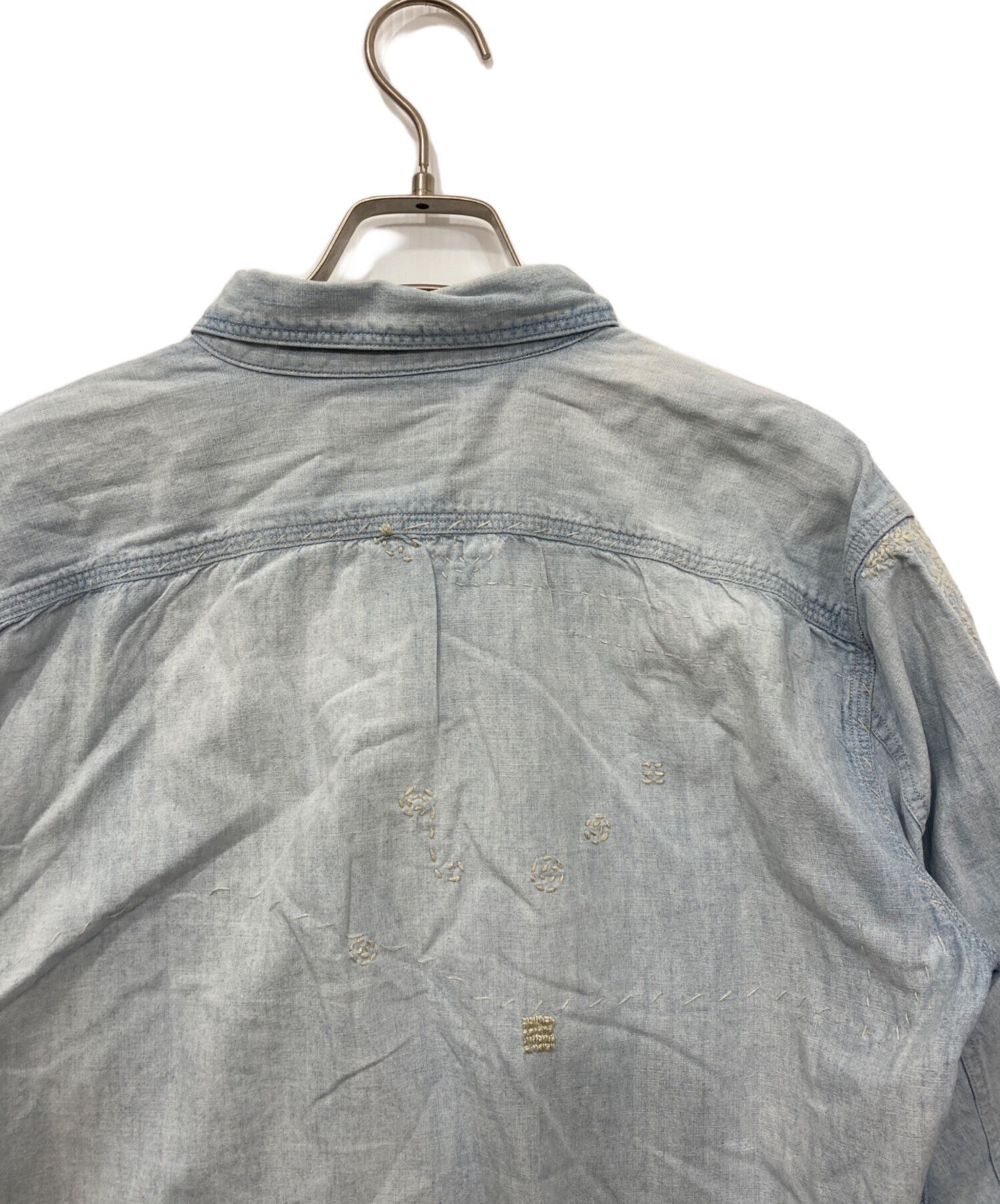 中古・古着通販】RRL (ダブルアールエル) ダメージ加工デニムシャツ