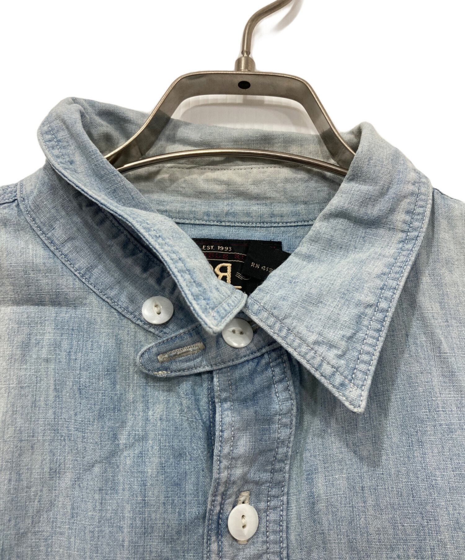 中古・古着通販】RRL (ダブルアールエル) ダメージ加工デニムシャツ 