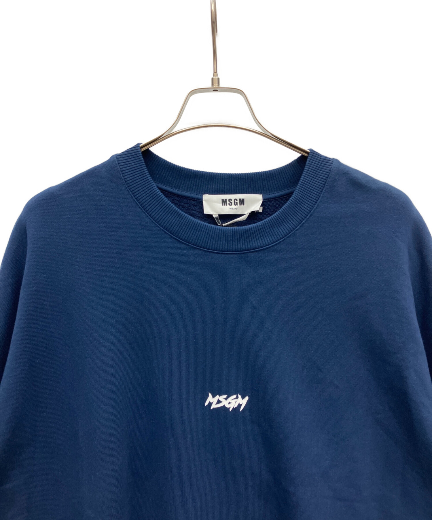 MSGM ネイビー　トレーナー　値下げ 中古・古着通販】MSGM (エムエスジーエム) マイクロロゴクル-ネック