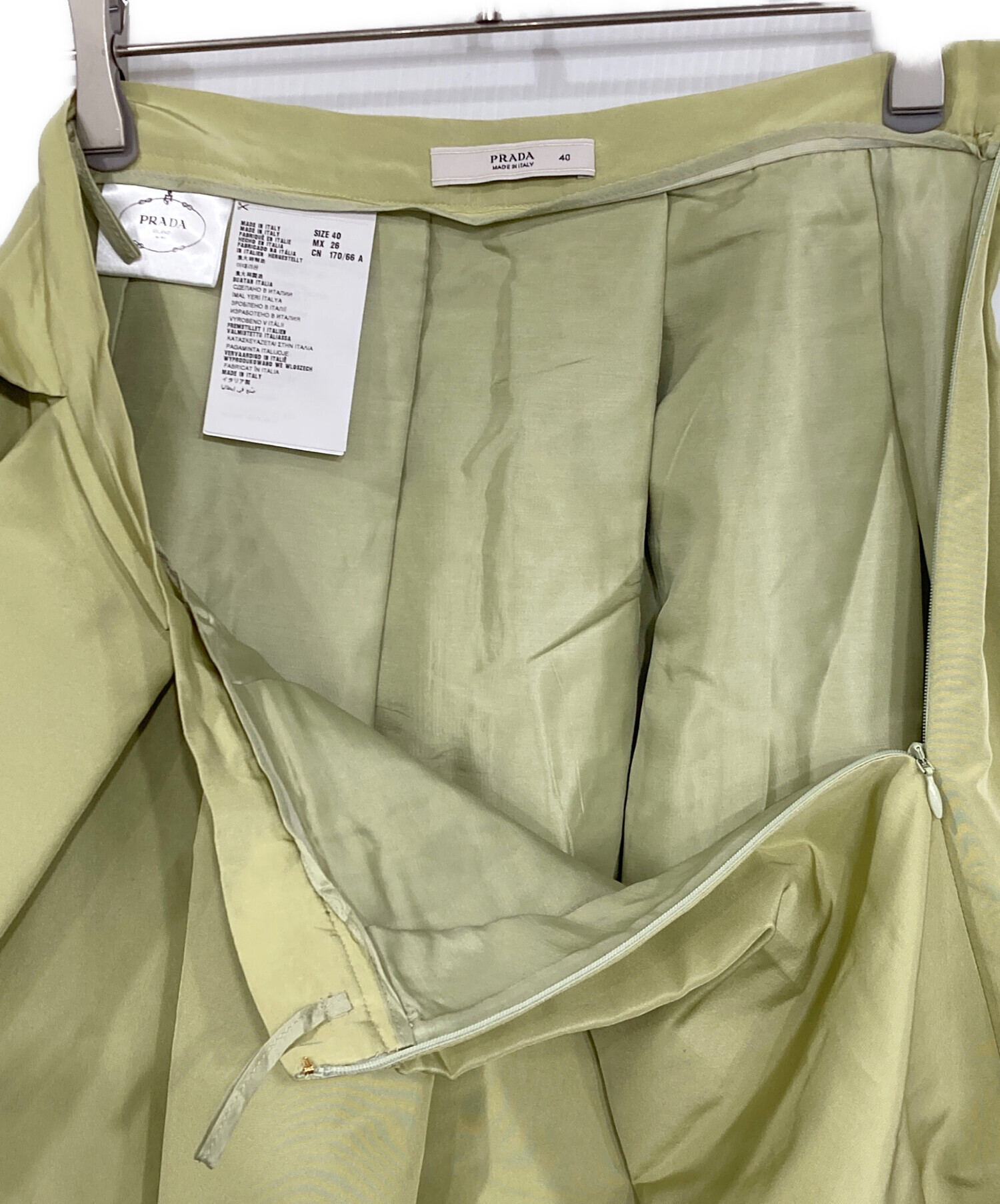 中古・古着通販】PRADA (プラダ) プリーツスカート ライトグリーン