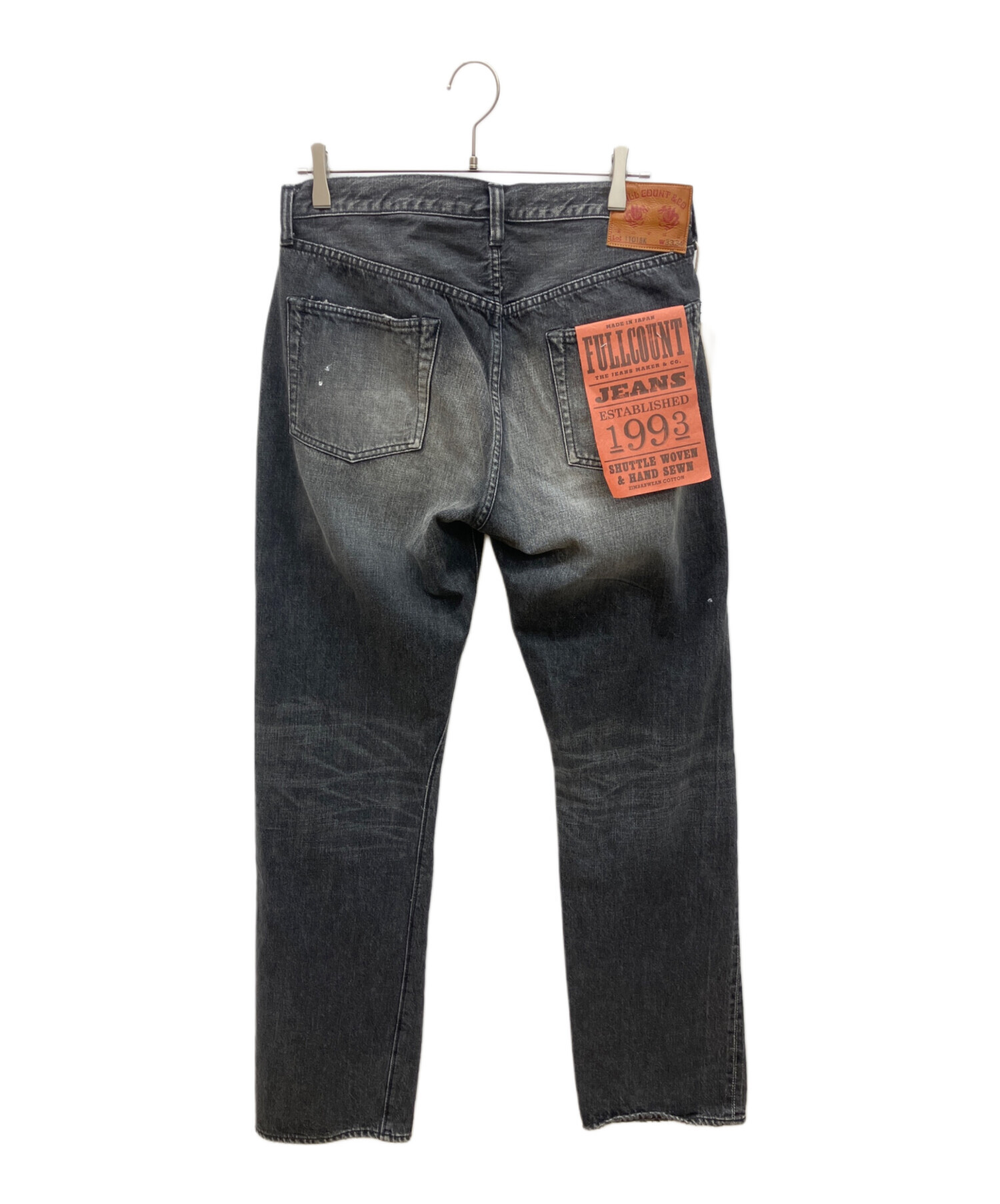 フルカウント1912 SELVEDGE COLOR PANTS W32 L34 中古・古着通販】FULLCOUNT (フルカウント) STRAIGHT BLACK HAND WASH