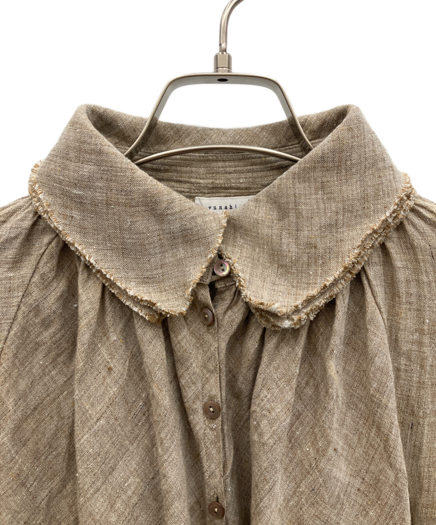 中古・古着通販】yunahica (ユナヒカ) リネンフリルブラウス ベージュ