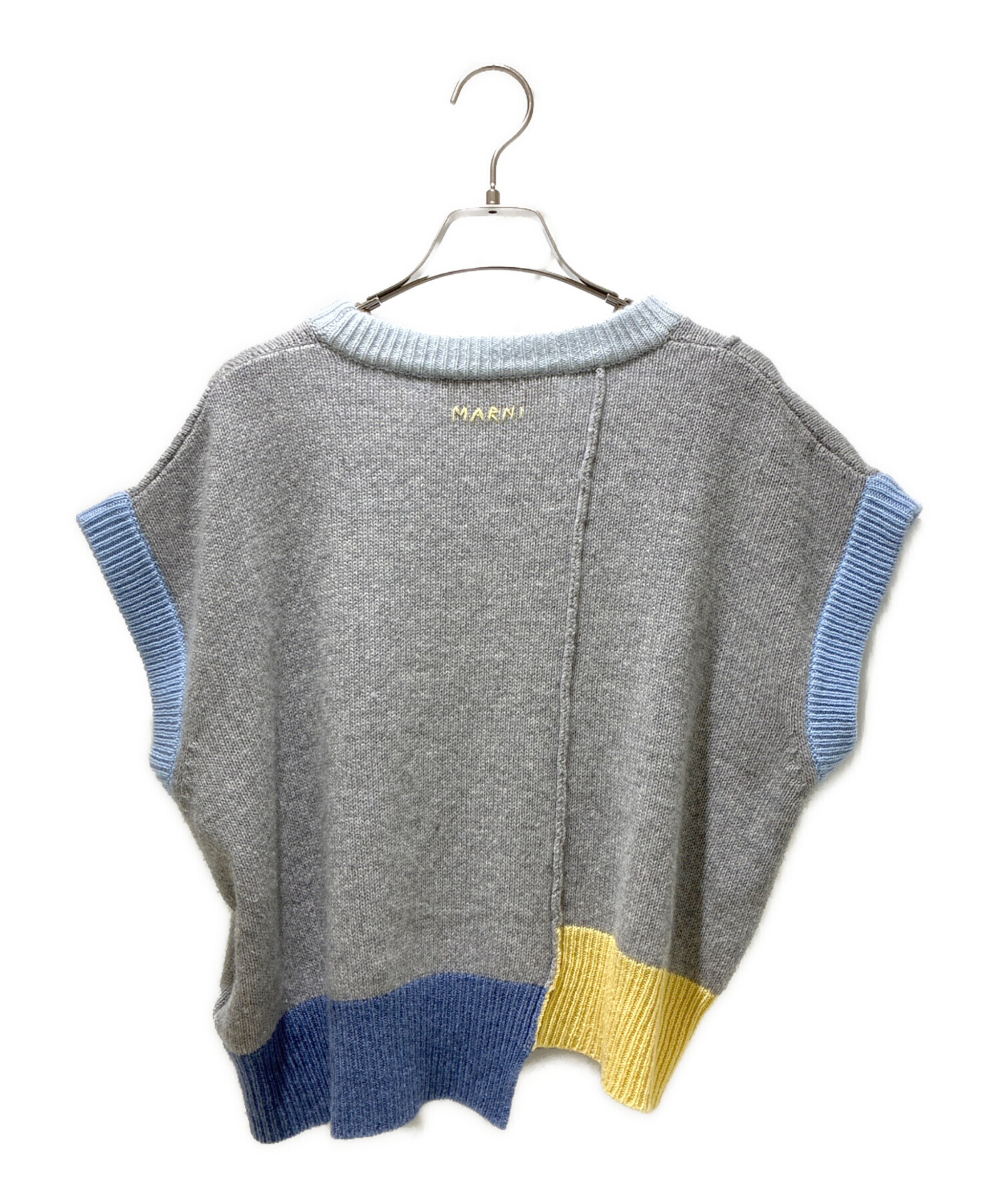★美品★マルニ ノースリーブニット モヘア カシミヤ パンクMARNI ブルー 中古・古着通販】MARNI (マルニ) カラーブロックノースリーブニット