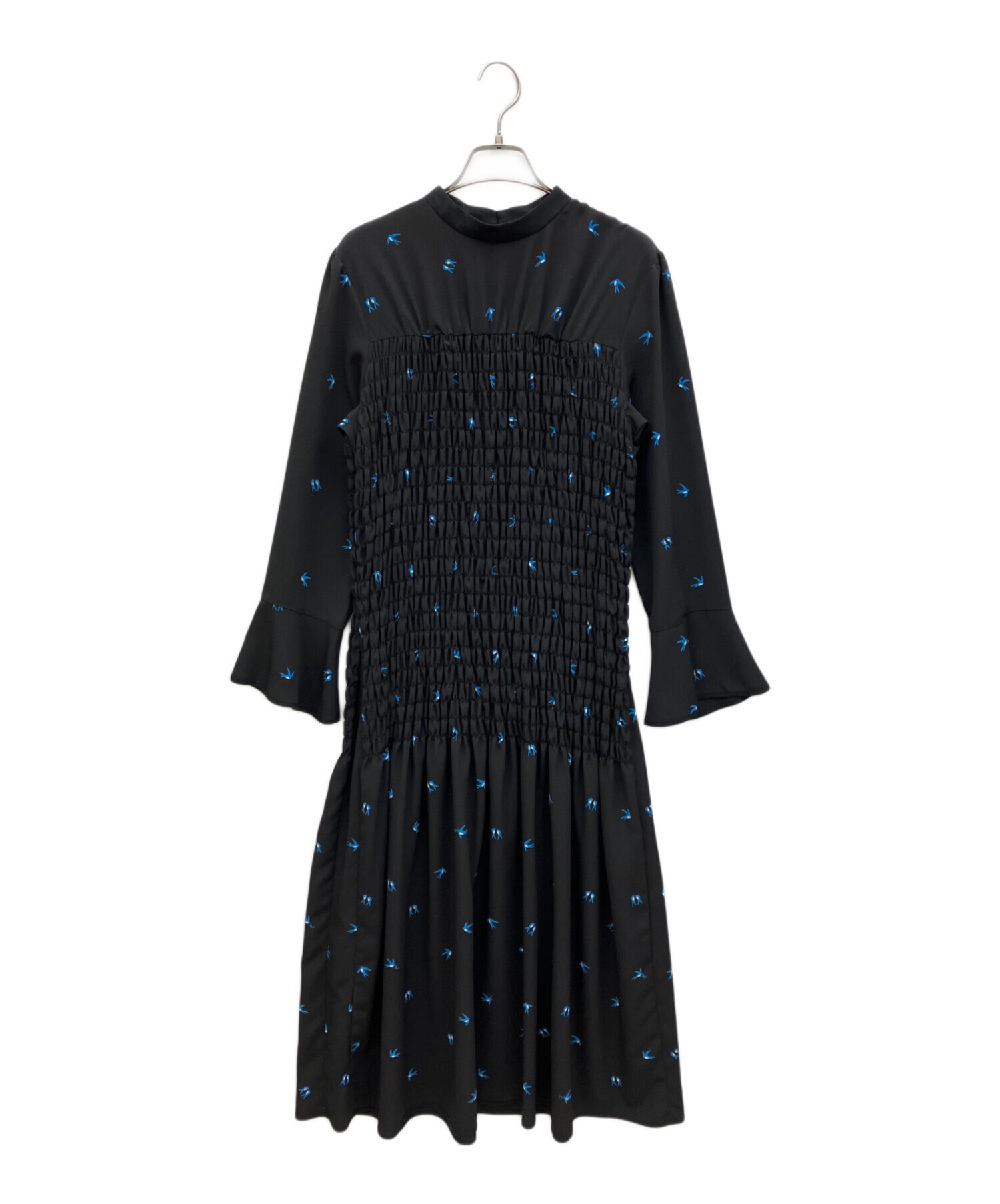 美品✨ MUVEIL ミュベール ワンピース Aライン パフスリーブ ドッキング 中古・古着通販】MUVEIL (ミュベール) ツバメプリントワンピース