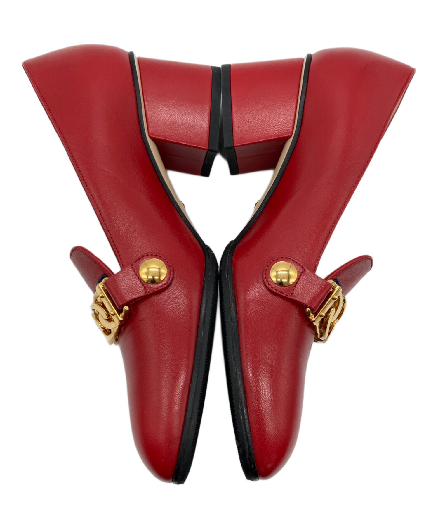 中古・古着通販】GUCCI (グッチ) ミッドヒールパンプス レッド サイズ