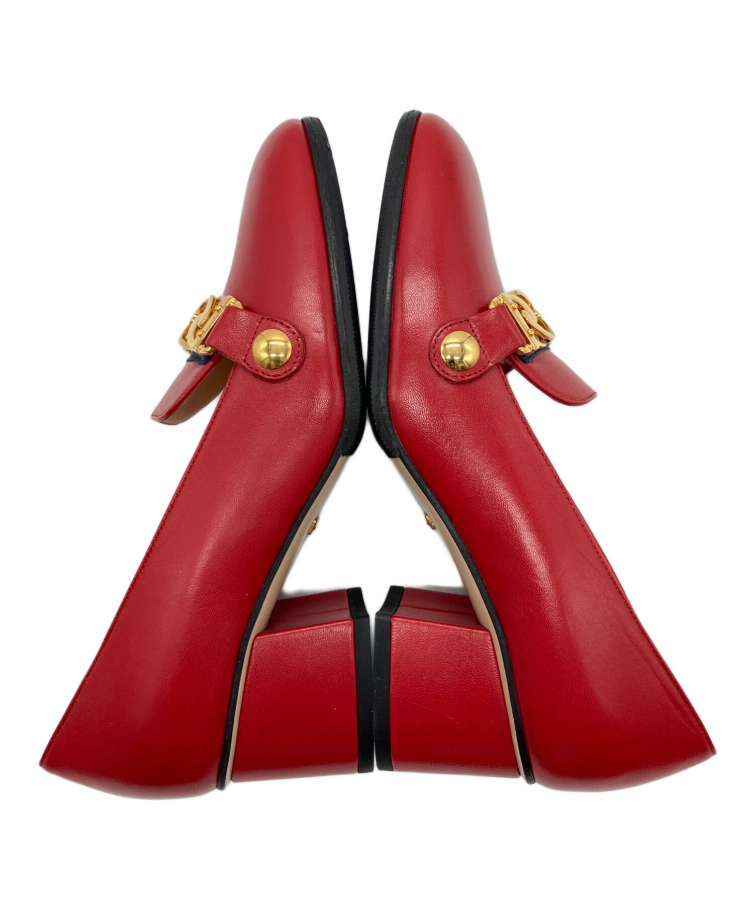 中古・古着通販】GUCCI (グッチ) ミッドヒールパンプス レッド サイズ