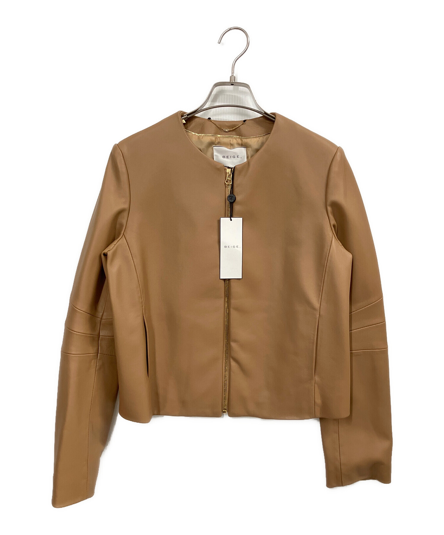 中古・古着通販】BEIGE (ベイジ) ノーカラーラムレザージャケット