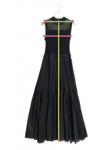 【新品未使用】アナイ シアーリブプリーツドッキングワンピース ブラック ロング 中古・古着通販】ANAYI (アナイ) シアーリブプリーツドッキング