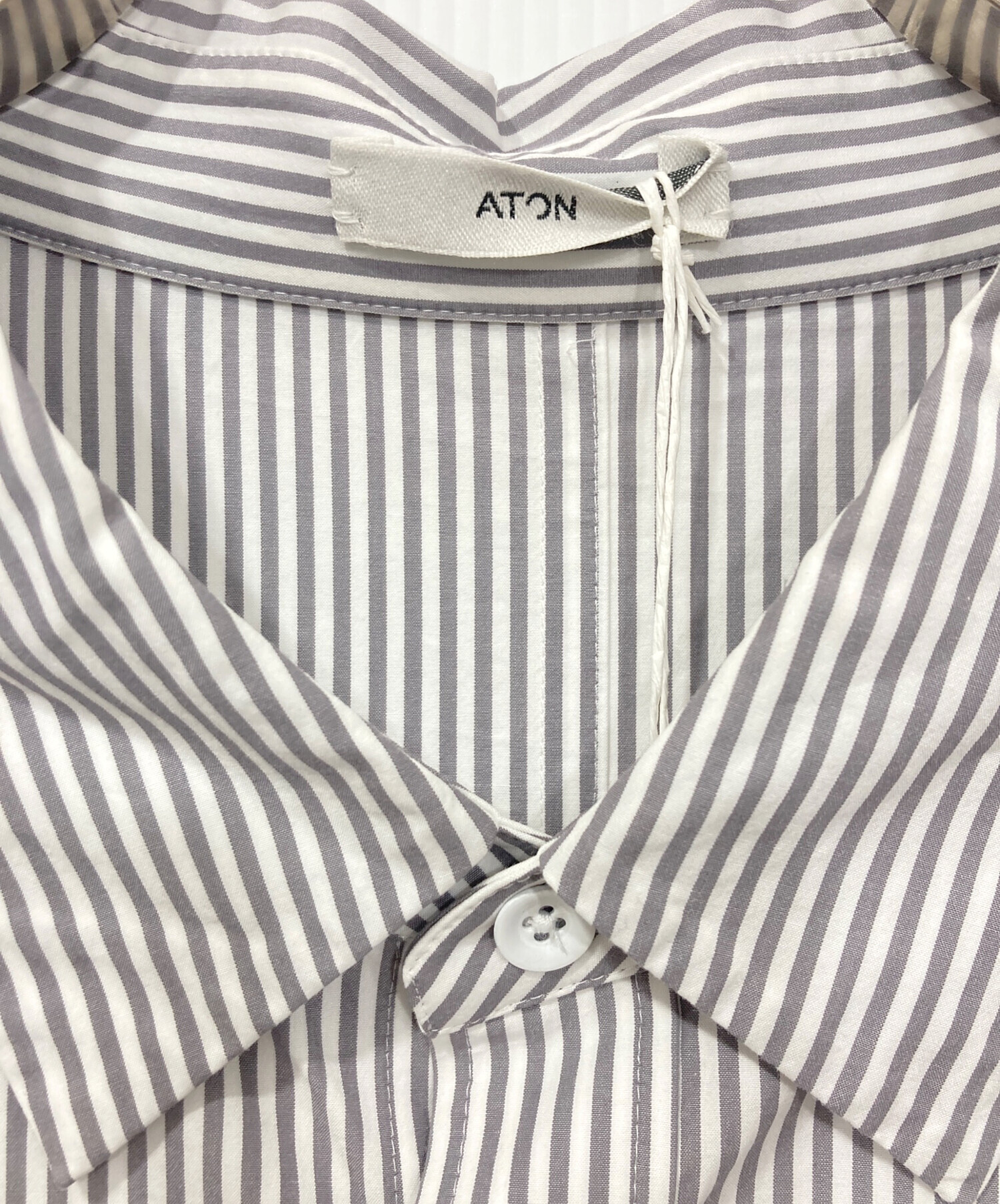中古・古着通販】ATON (エイトン) SHRINK COTTON OVERSIZED LONG SHIRT