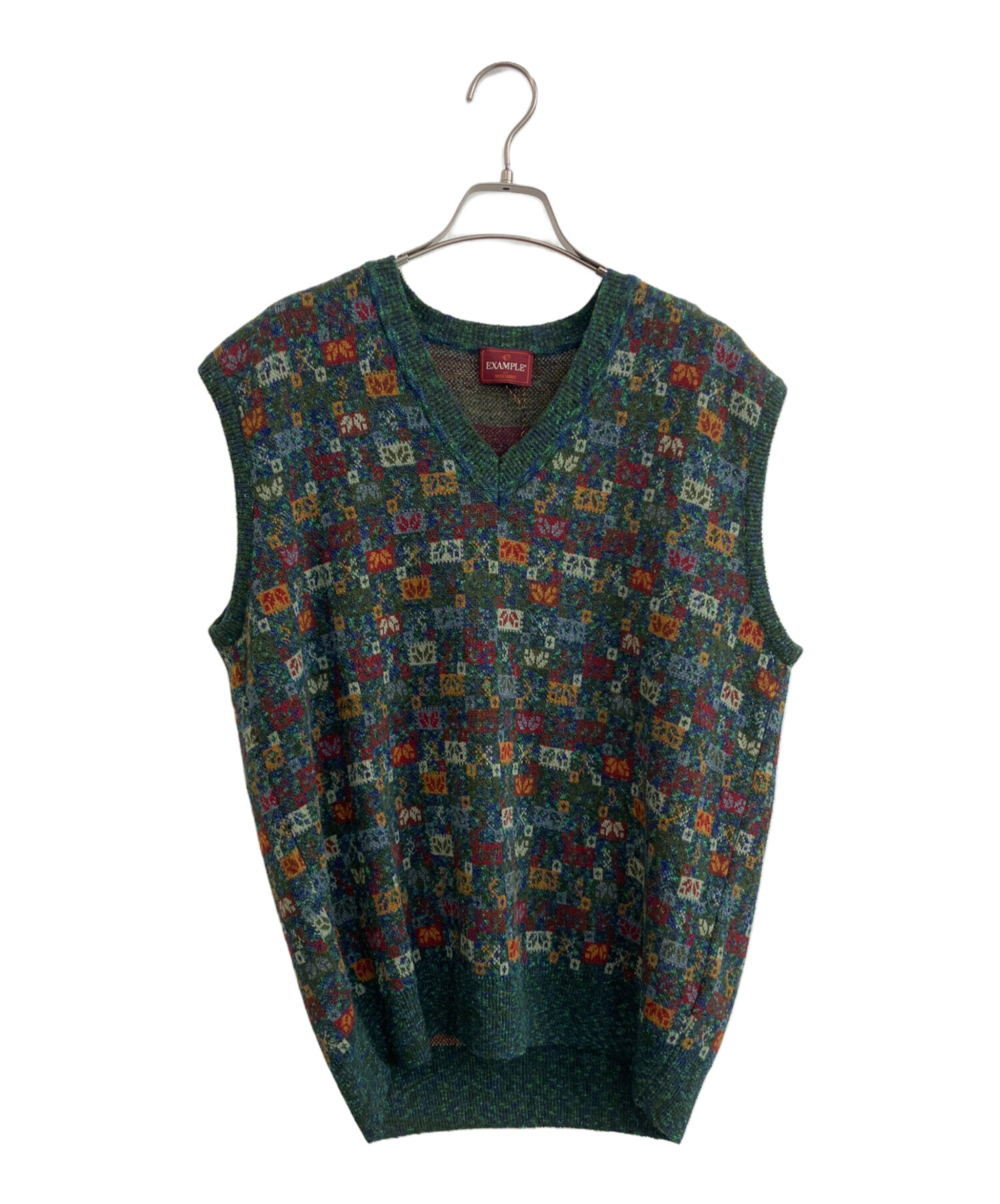 ミッソーニ ニットベスト 総柄 シェブロン マルチカラー Vネック レトロ 古着 中古・古着通販】EXAMPLE BY MISSONI (イグザンプルバイミッソーニ) 総