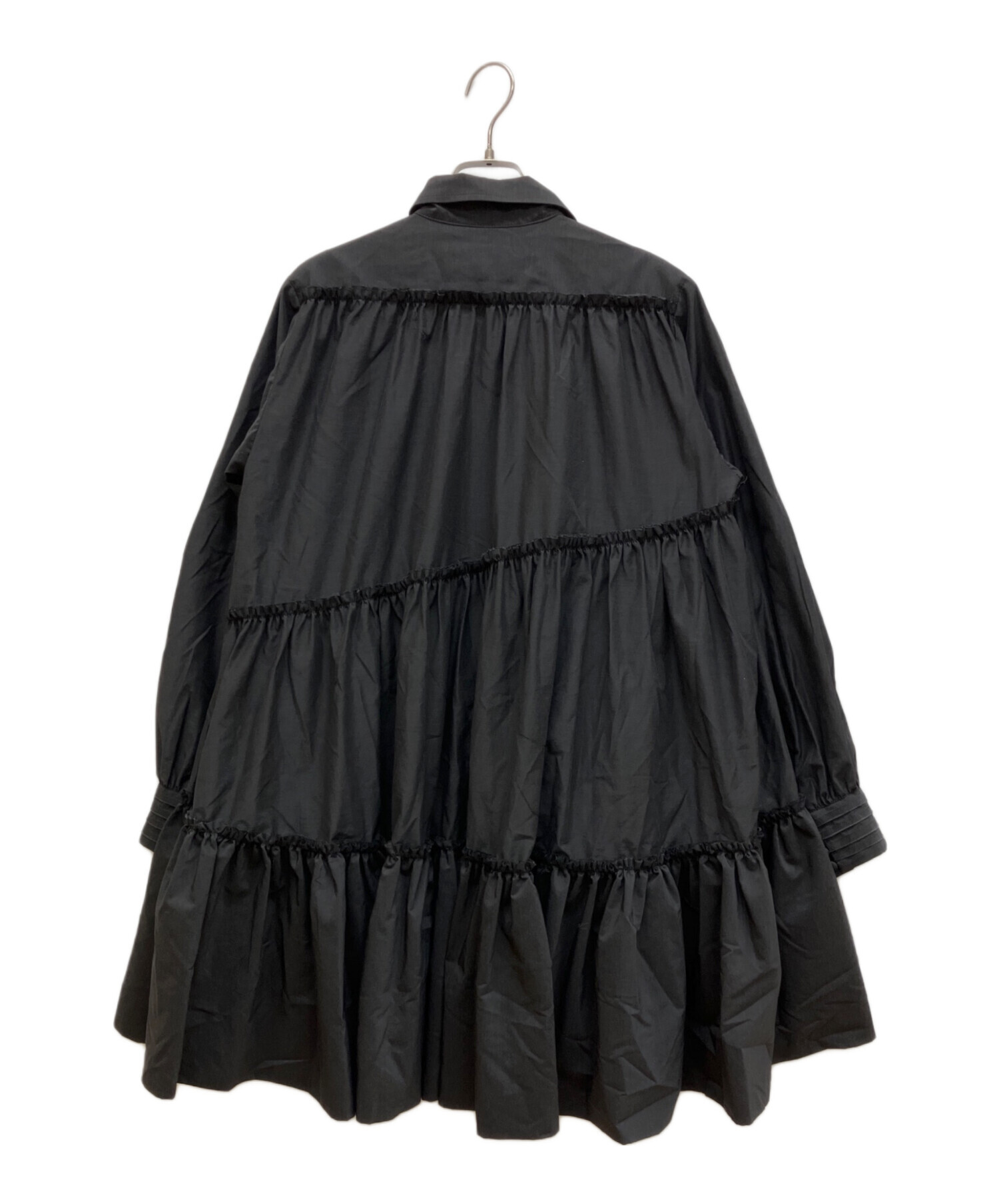 THE TOE ペンシルバニア シャツワンピース 黒 フリル ギャザー 中古・古着通販】THE TOE (ザ・トゥー) Pennsylvania shirt onepiece