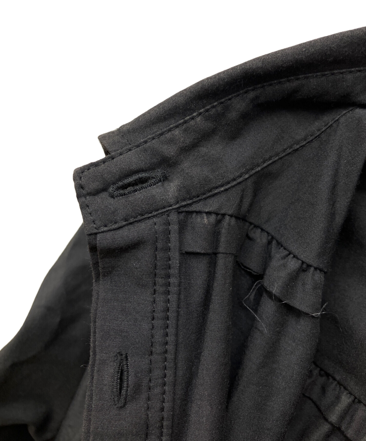 THE TOE ペンシルバニア シャツワンピース 黒 フリル ギャザー 中古・古着通販】THE TOE (ザ・トゥー) Pennsylvania shirt onepiece