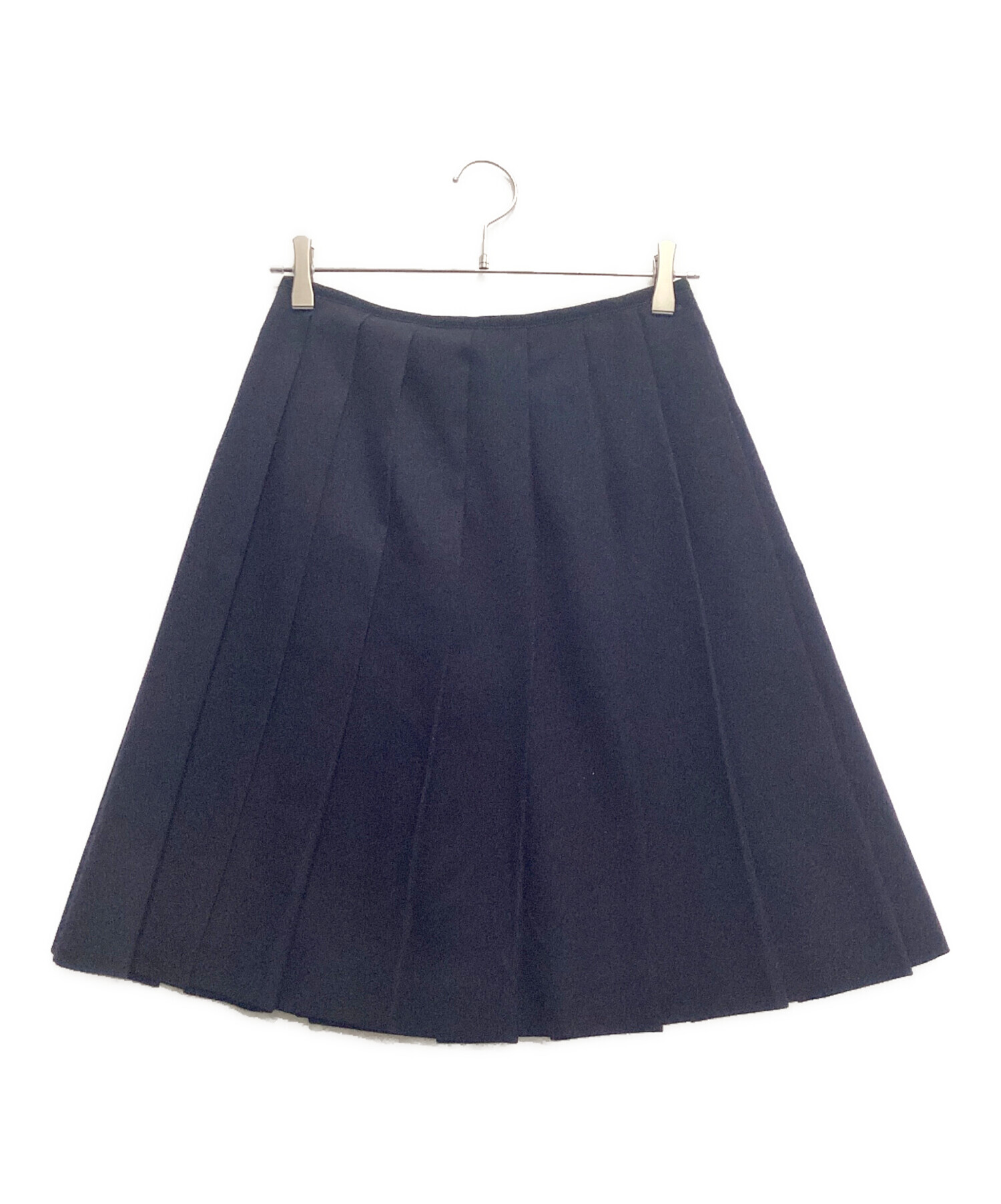 【美品】PRADA プラダ プリントスカート ボックスプリーツ36 中古・古着通販】PRADA (プラダ) ウールプリーツスカート ネイビー