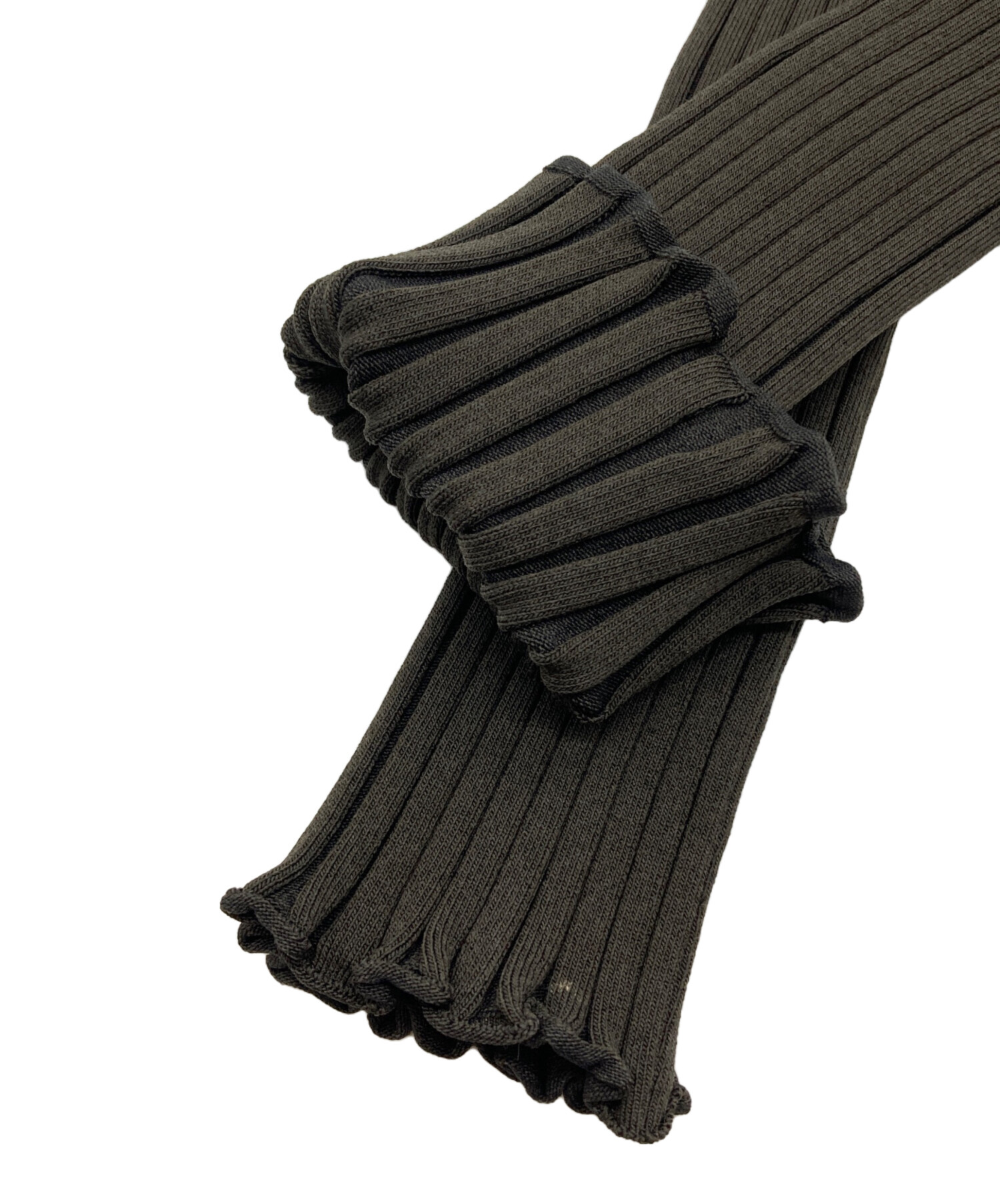 中古・古着通販】FETICO (フェティコ) RIB KNIT SLIT TOP ブラウン
