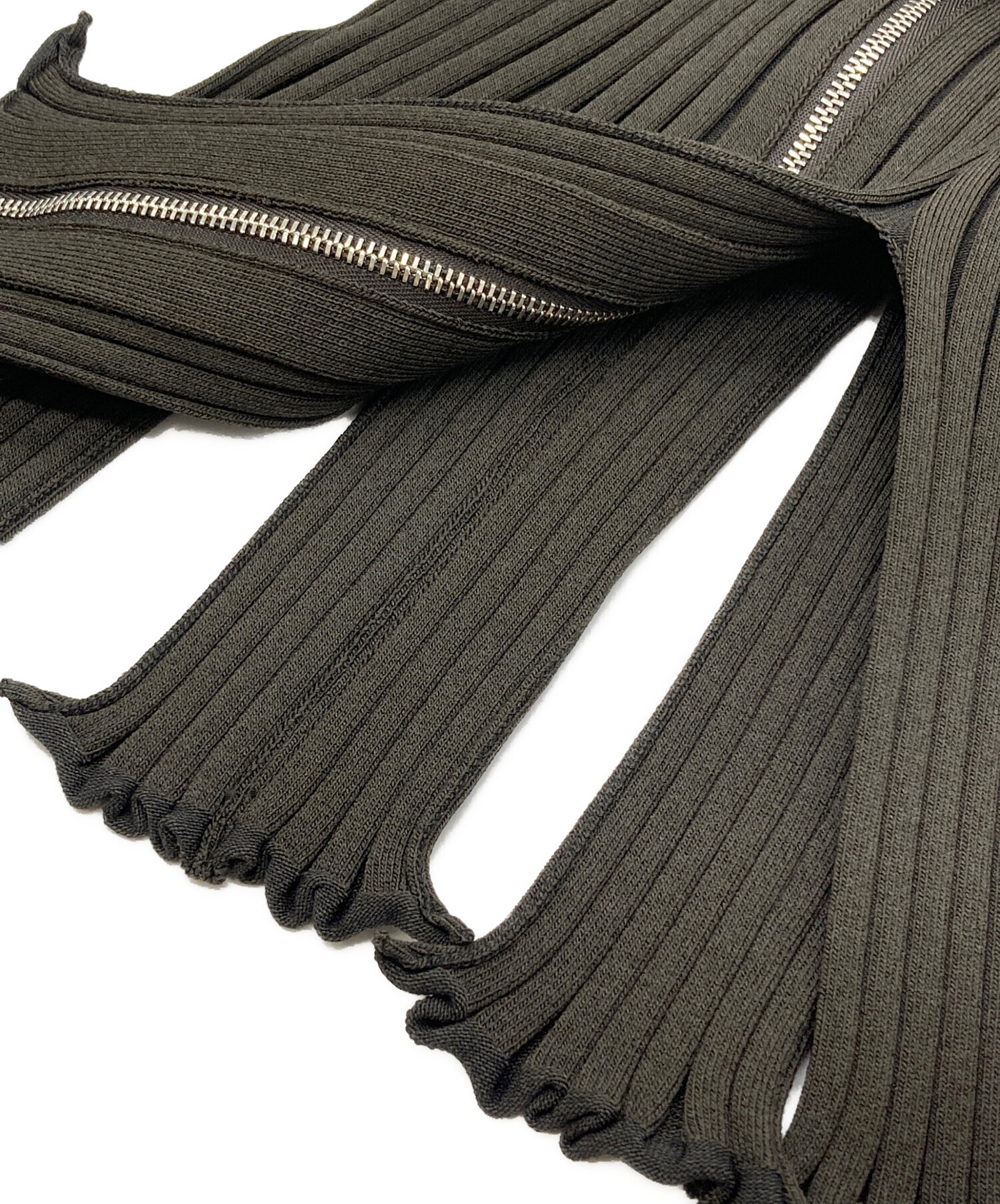 りっこ 中古・古着通販】FETICO (フェティコ) RIB KNIT SLIT TOP ブラウン